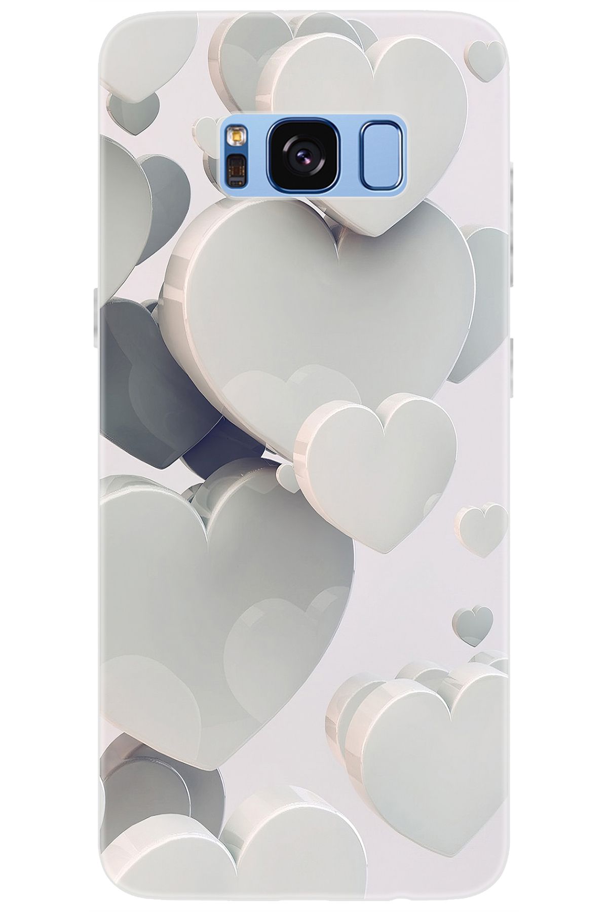 Ceppare Samsung Galaxy S8 (SM-G950F) Uyumlu Kılıf Desen Baskılı Silikon Beyaz Kalpler STK:259 CP-R48JOcz