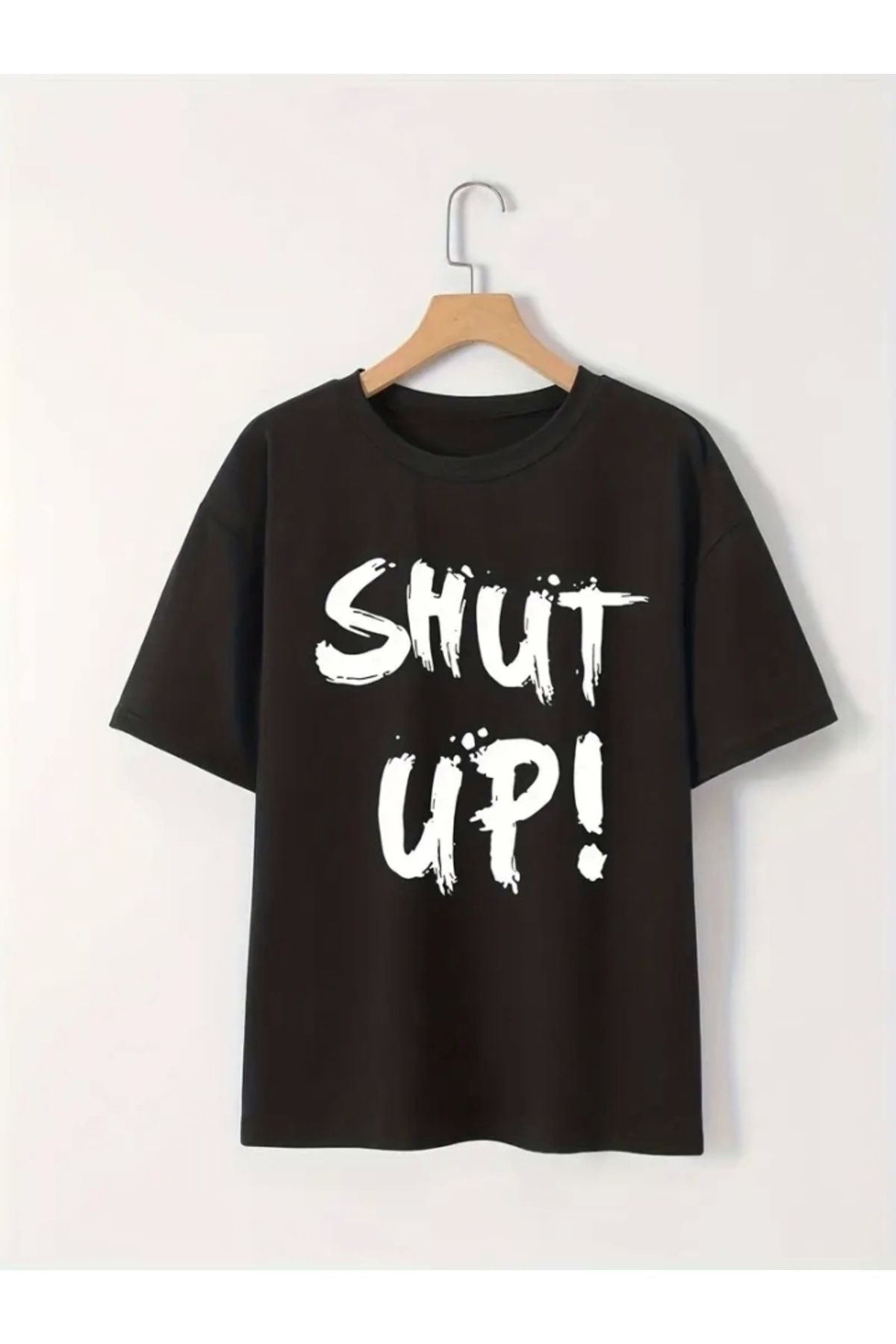 Silerra Baskılı Oversize Bisiklet Yaka T-shirt - Siyah