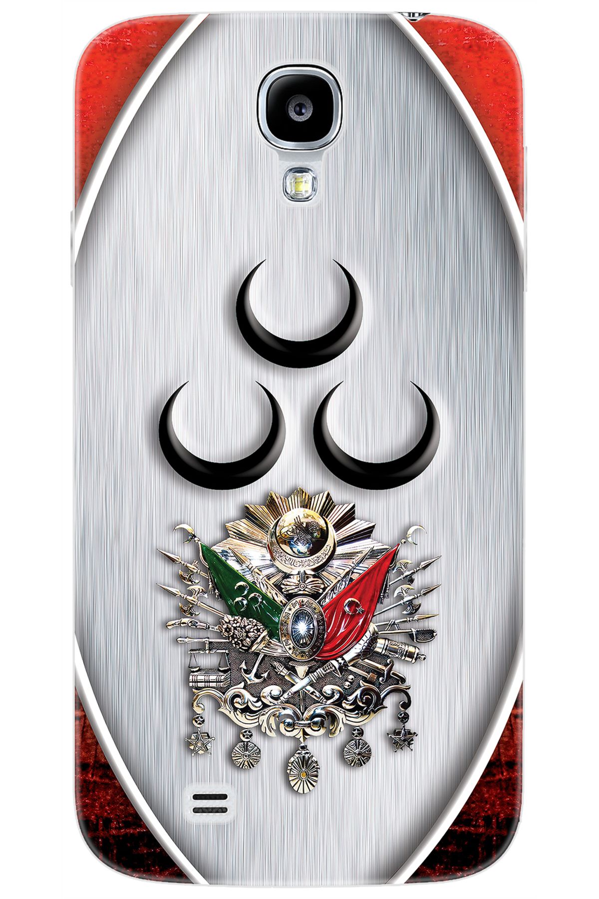 Ceppare Samsung Galaxy S4 (GT-I9500) Uyumlu Kılıf Desenli Silikon Üç Hilal Tuğra Tasarım STK:425 CP-qfa7soG