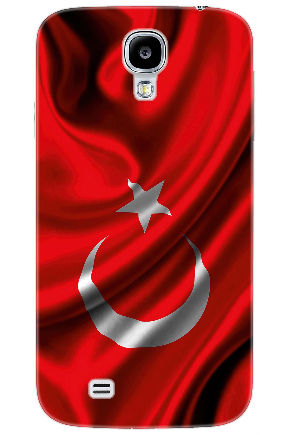 Ceppare Samsung Galaxy S4 (GT-I9500) Uyumlu Kılıf Desenli Silikon Dalgalı Türk Bayrağı STK:369 CP-FzwmQtk