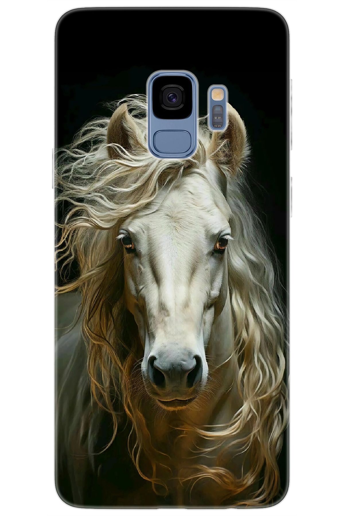 Ceppare Samsung Galaxy S9 (SM-G960F) Uyumlu Kılıf Desen Baskılı Silikon Beyaz At STK:689 CP-YOBK1kQ
