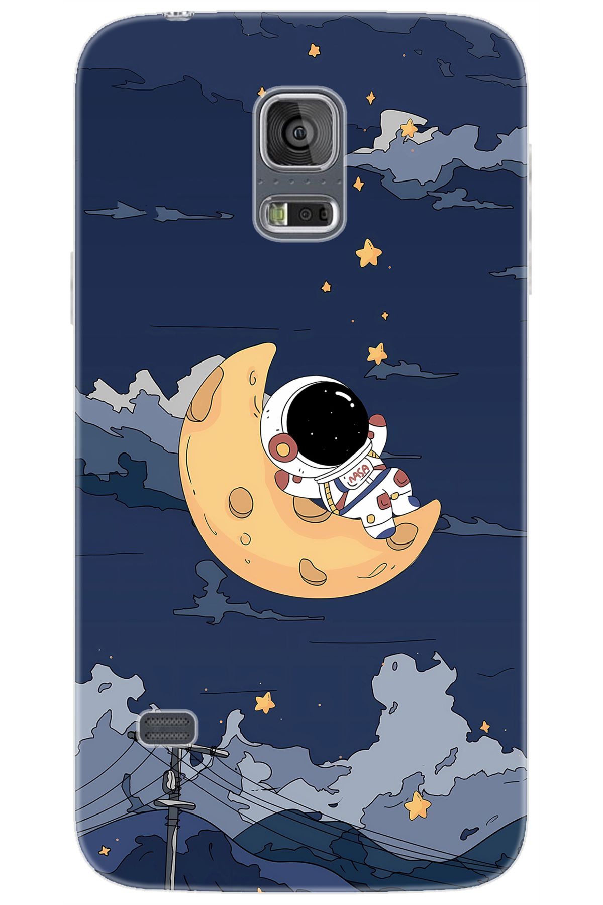 Ceppare Samsung Galaxy S5 (SM-G900F) Uyumlu Kılıf Desen Baskılı Silikon Astronot STK:684 CP-T5vddtB