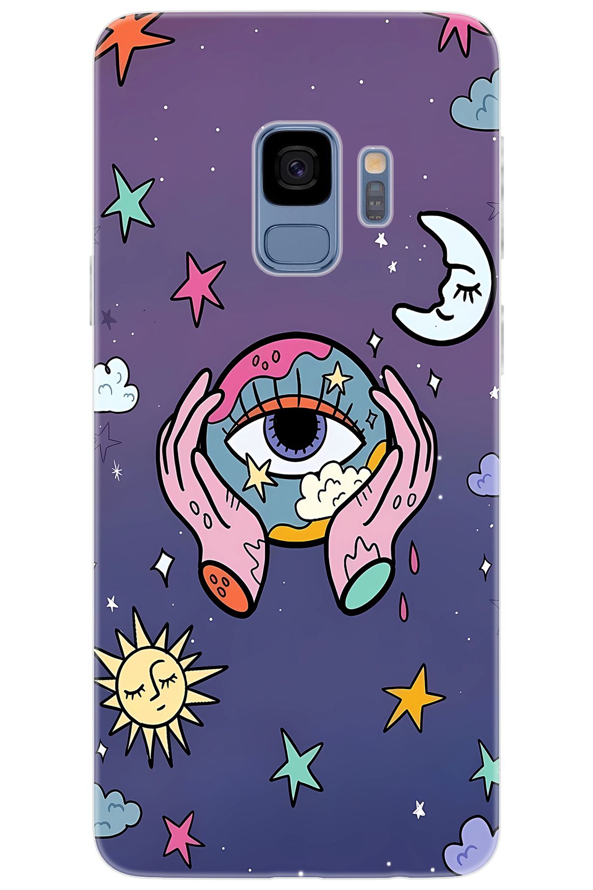Ceppare Samsung Galaxy S9 (SM-G960F) Uyumlu Kılıf Desen Baskılı Silikon Dünya Gözü STK:668 CP-31BjTcy