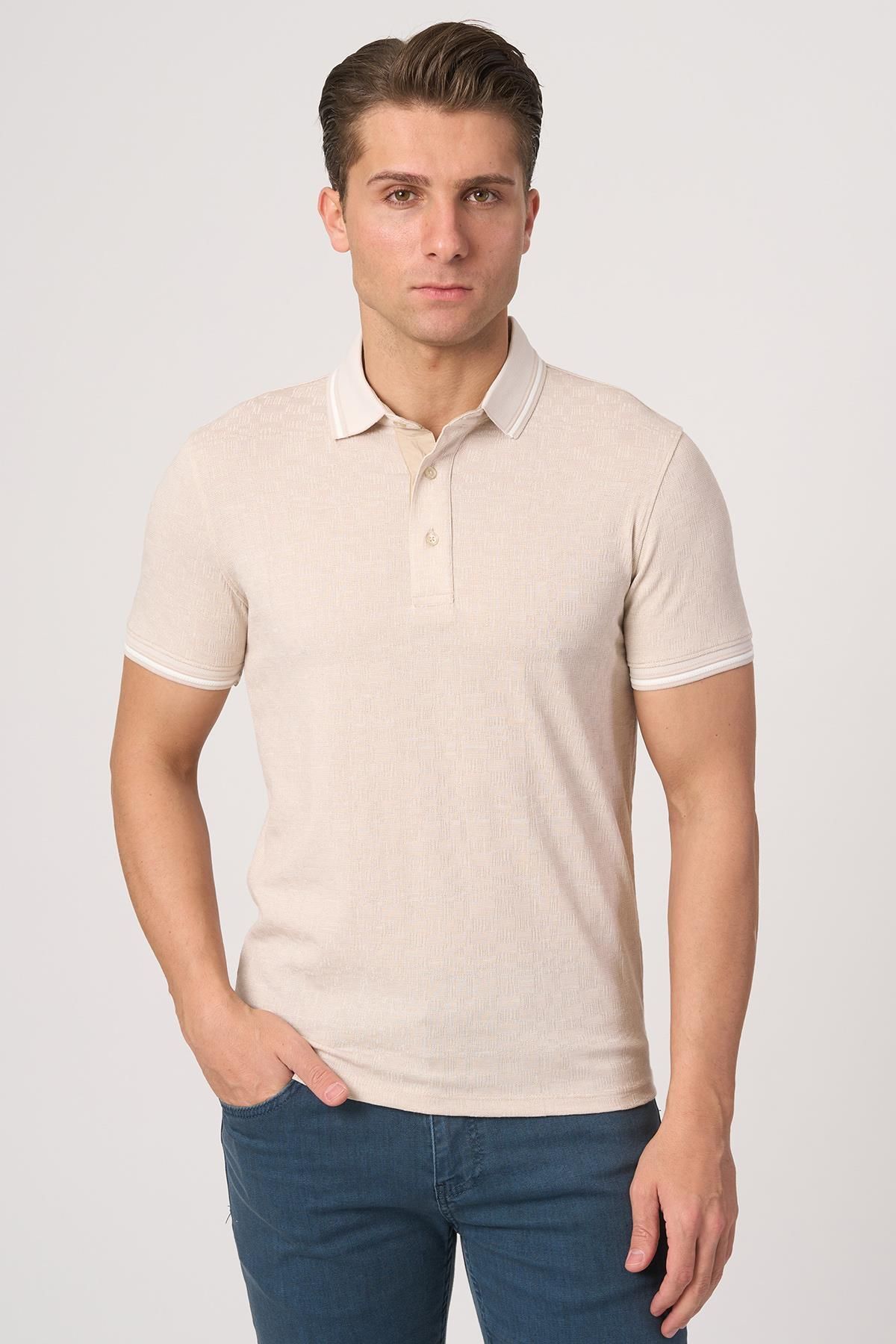 White Stone WHİTE STONE 2025-Y 3214-Y POLA YAKA TSHIRT TAŞ