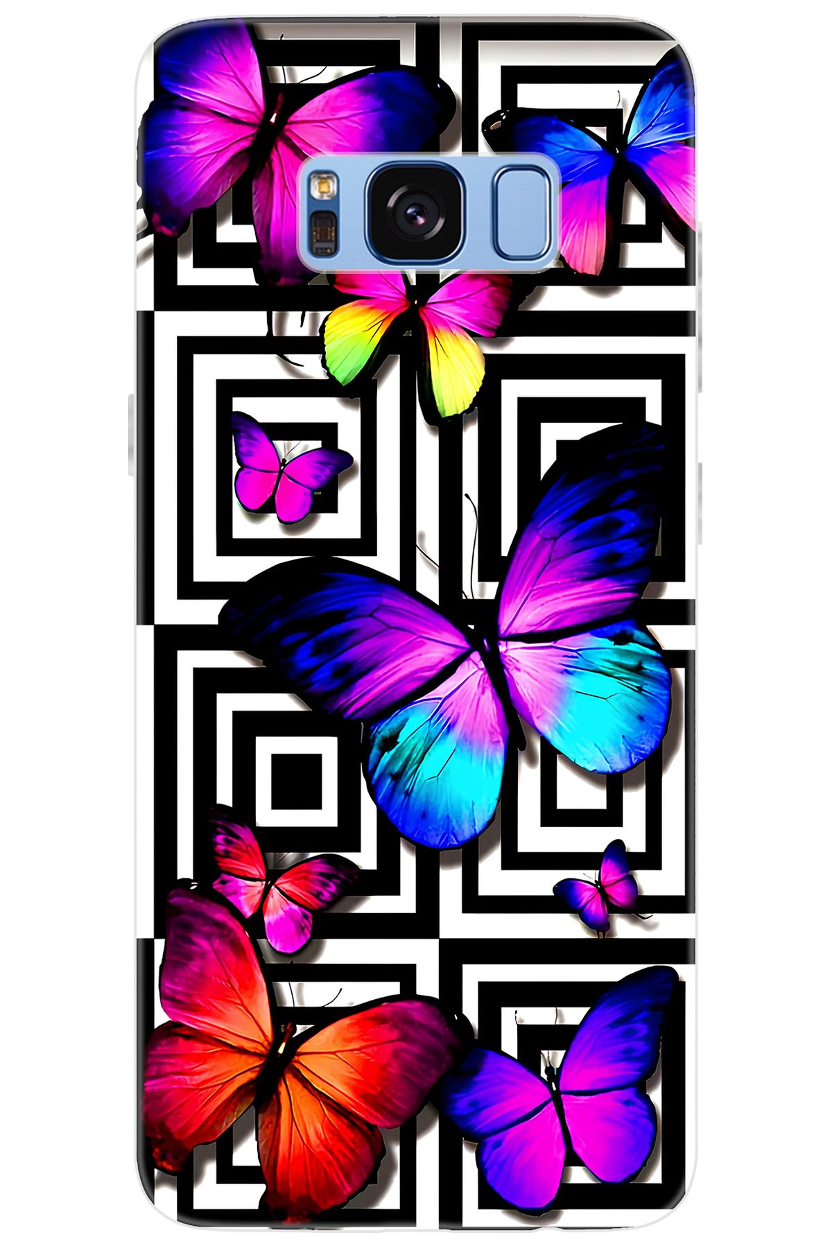 Ceppare Samsung Galaxy S8 (SM-G950F) Uyumlu Kılıf Desen Baskılı Silikon Kelebek STK:699 CP-icuKXj1