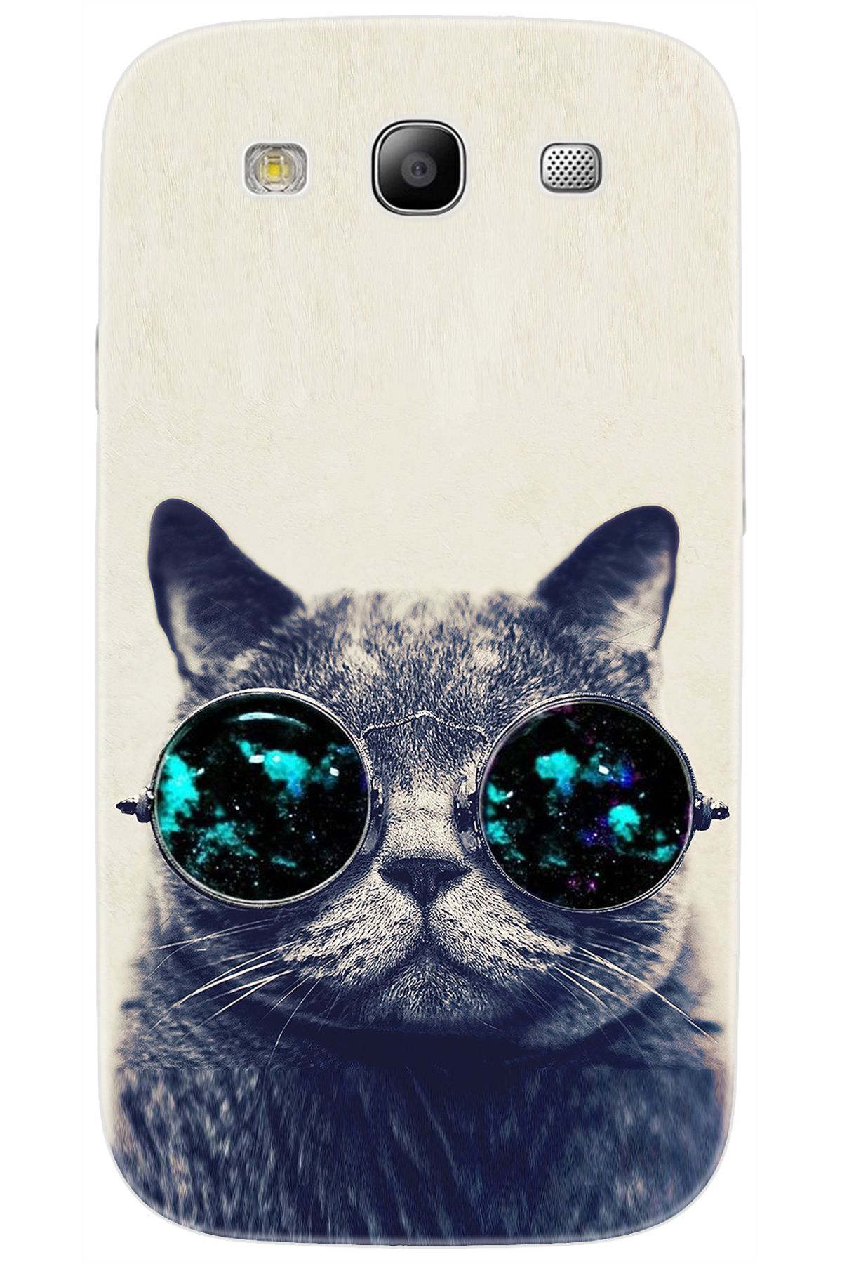 Ceppare Samsung Galaxy S3 (GT-I9300) Uyumlu Kılıf Desen Baskılı Silikon Gözlüklü Kedi STK:236 CP-I1c1l1v