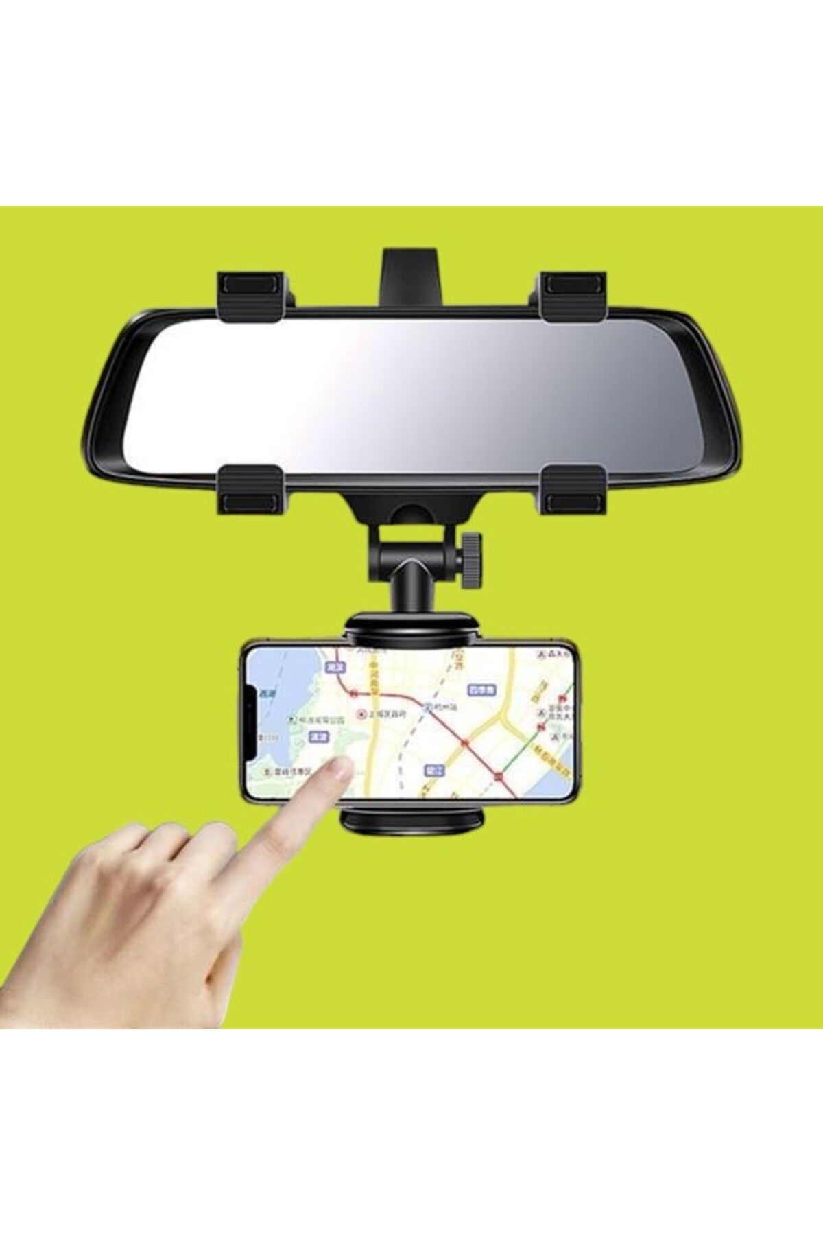 PratikAI Araç İçi Dikiz Aynaya Takılan Telefon Tutucu | 360° Dönebilen & Güvenli