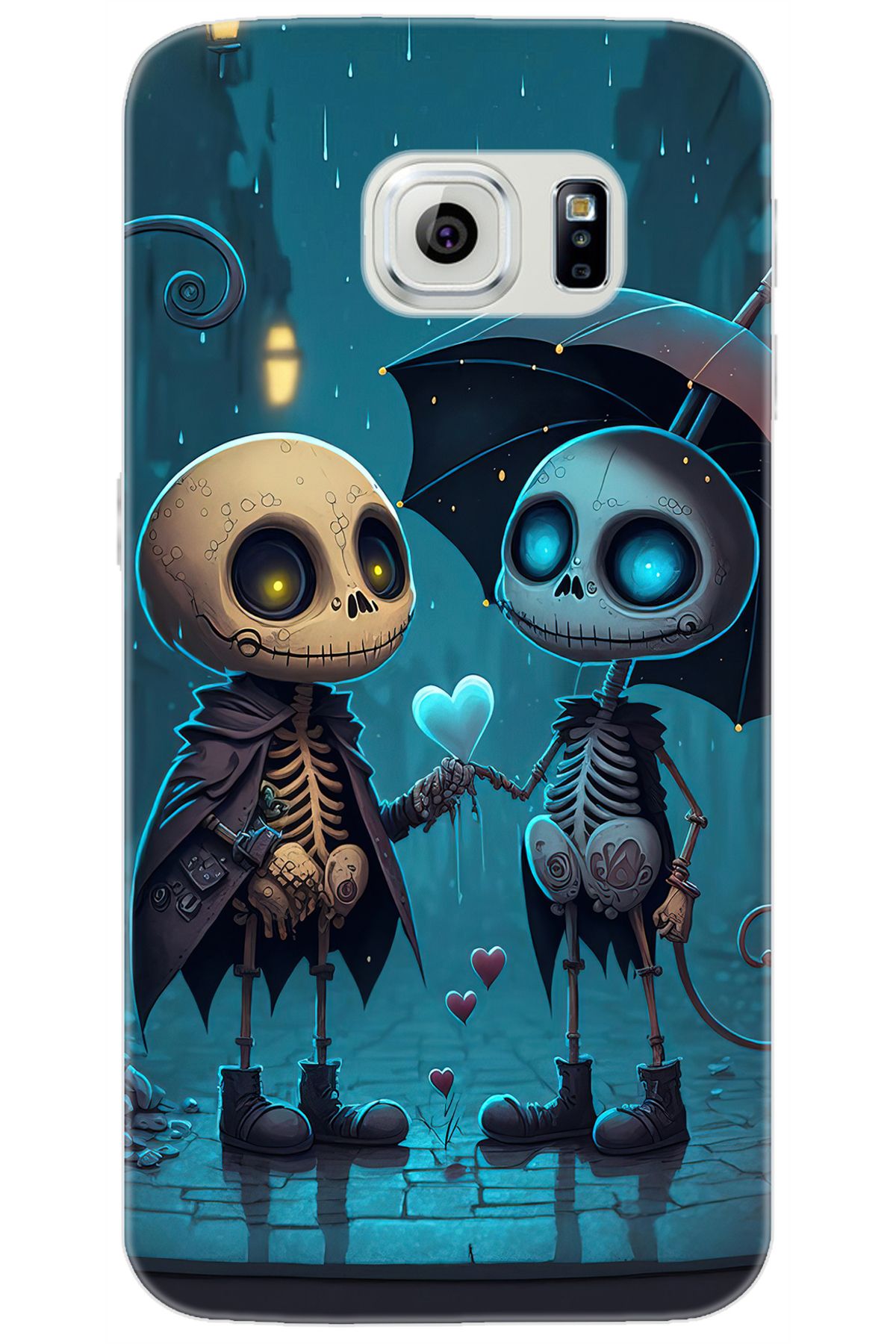 Ceppare Samsung Galaxy S6 (SM-G920F) Uyumlu Kılıf Desen Baskılı Silikon Aşık İskeletler STK:733 CP-sJ35ZfZ