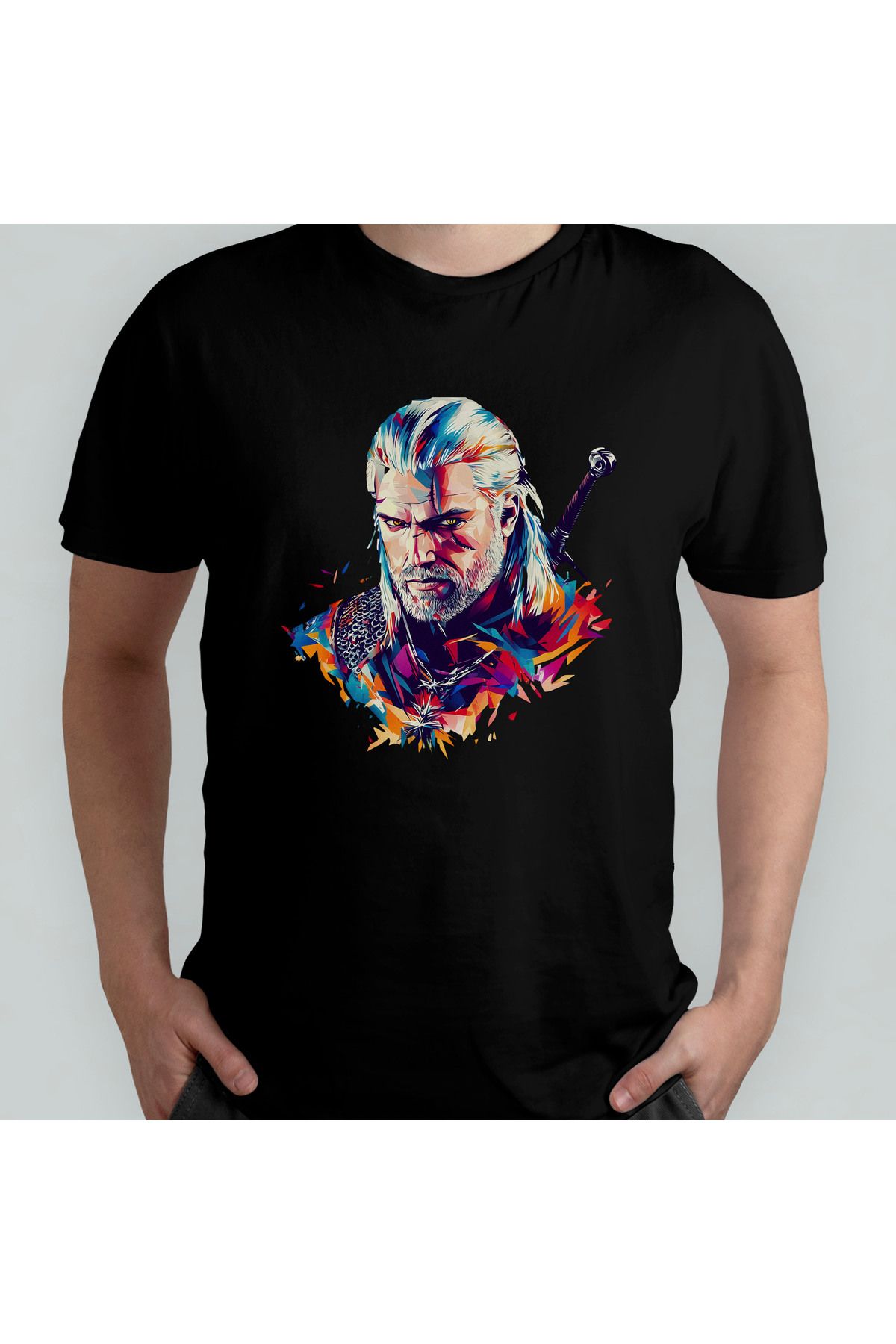 Pixxa The Witcher Geralt Unisex %100 Pamuklu Bisiklet Yaka T-Shirt Model 3