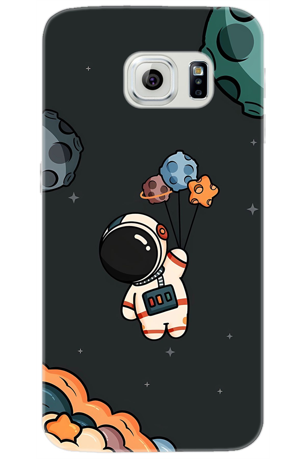 Ceppare Samsung Galaxy S6 (SM-G920F) Uyumlu Kılıf Desen Baskılı Silikon Astronot STK:628 CP-lNvPHj7