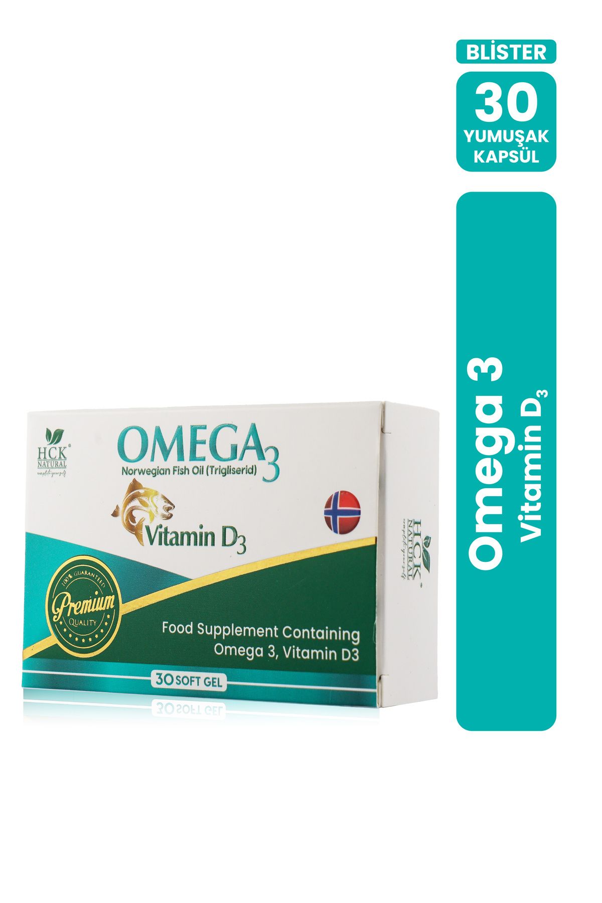 HCK NATURAL OMEGA 3 Vitamin D3 Balık Yağı İçeren Takviye Edici Gıda 30 Yumuşak Kapsül Blister