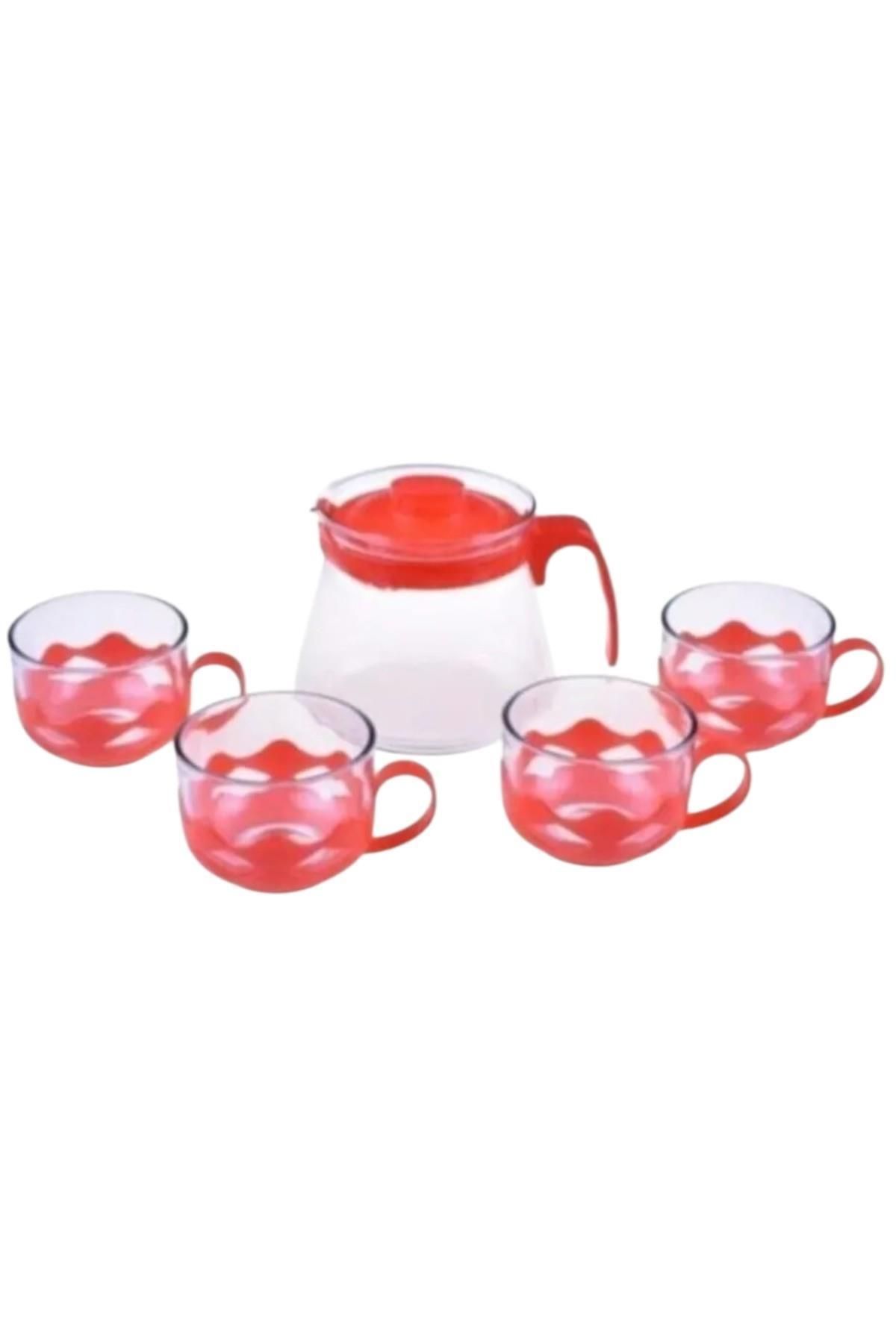 ALBETTO Kırmızı Guardo 5 Parça Çay Seti 600 ml