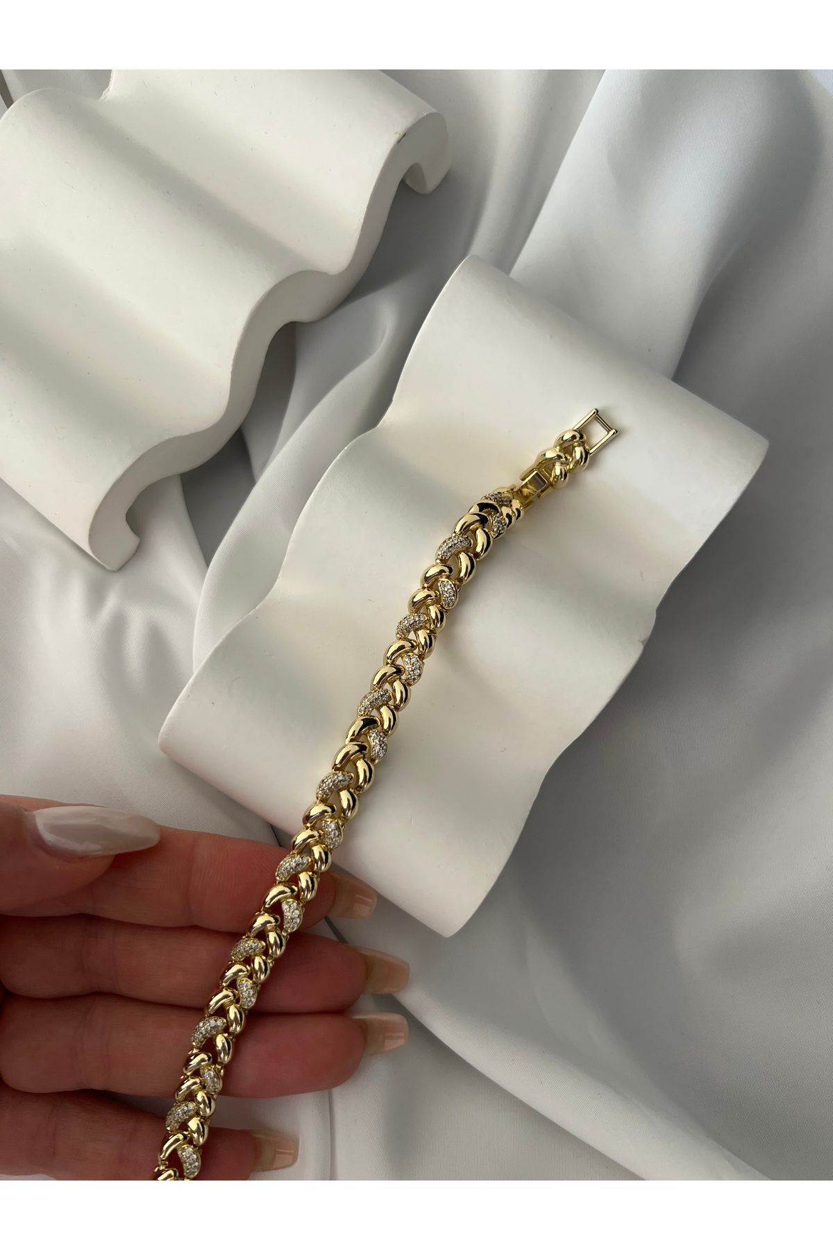 ALİA 14k altın rengi örgü gold bileklik bilezik