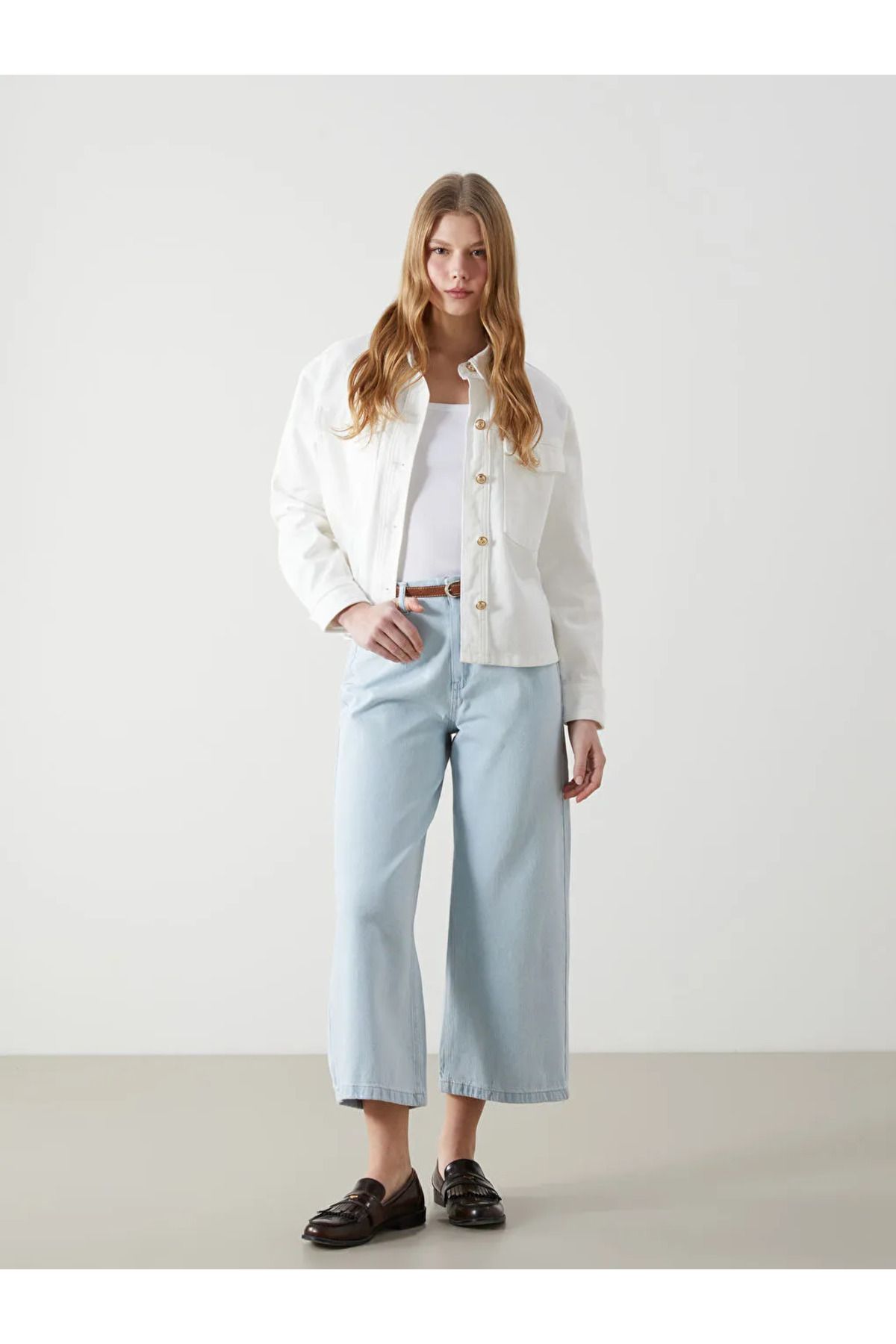 LC Waikiki XSIDE Mavi Beli Kemerli Wideleg Kadın Jean Pantolon
