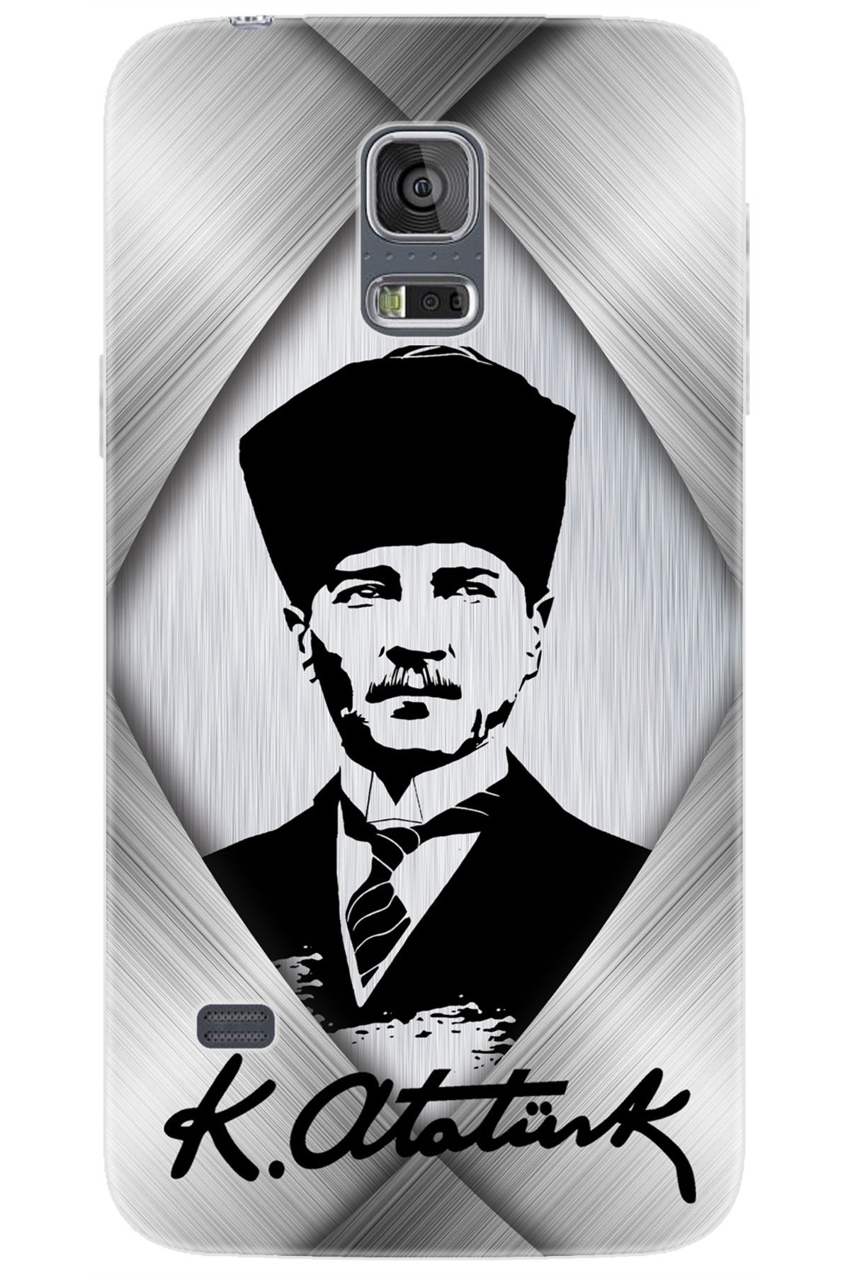Ceppare Samsung Galaxy S5 (SM-G900F) Uyumlu Kılıf Desen Baskılı Silikon Atatürk Tasarım STK:402 CP-0IsQ31e