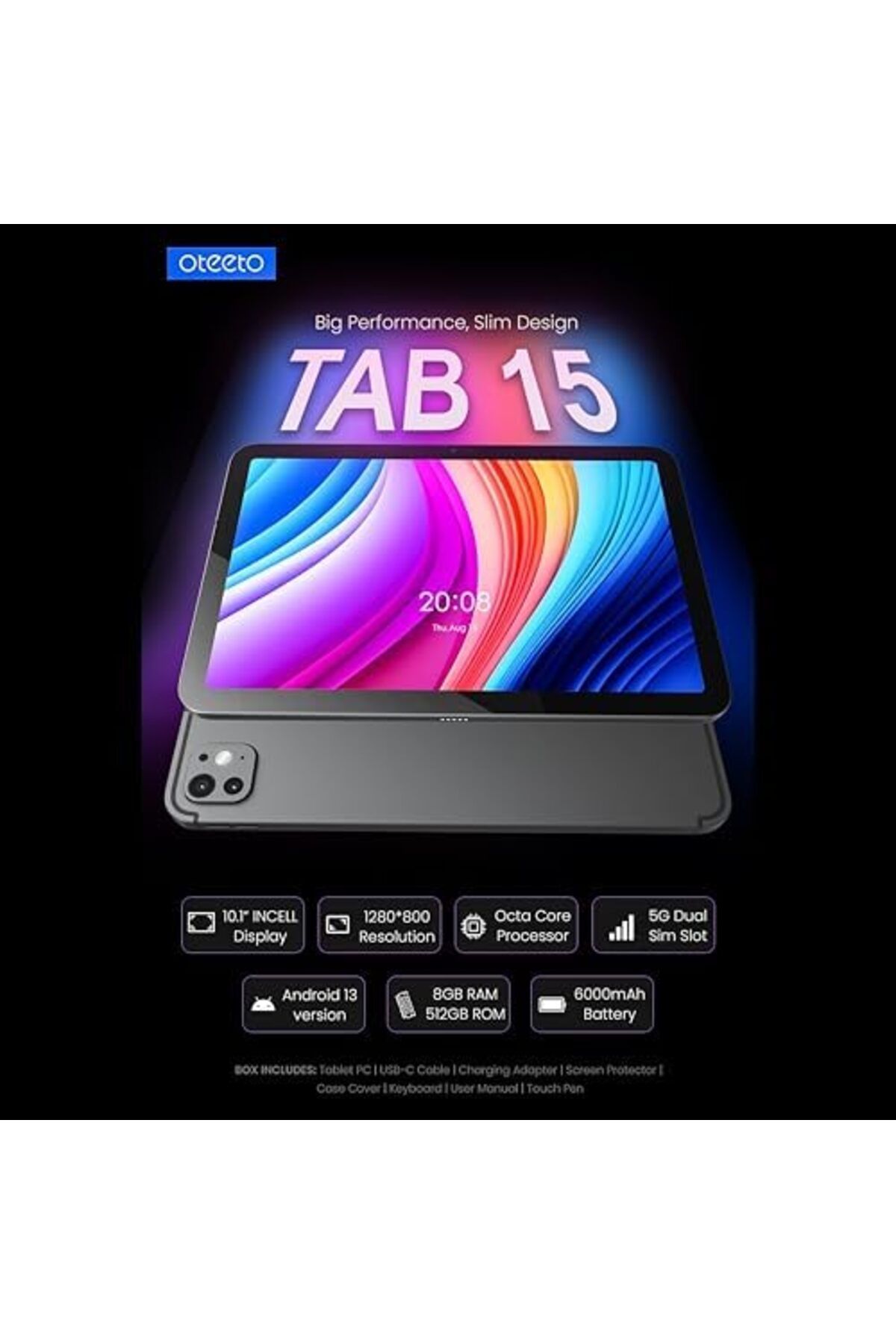 OTEETO-TAB 15 Tablet/10.1 Inch/4G SIM/iOS Style Operating System/5G Dual SIM/Octa Core Processor/Inc 6