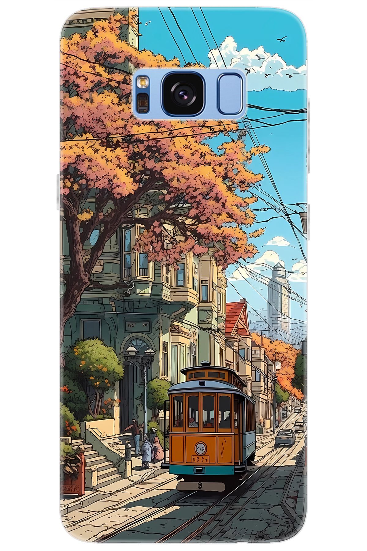 Ceppare Samsung Galaxy S8 (SM-G950F) Uyumlu Kılıf Desen Baskılı Silikon Tramvay STK:645 CP-fqfXh1d