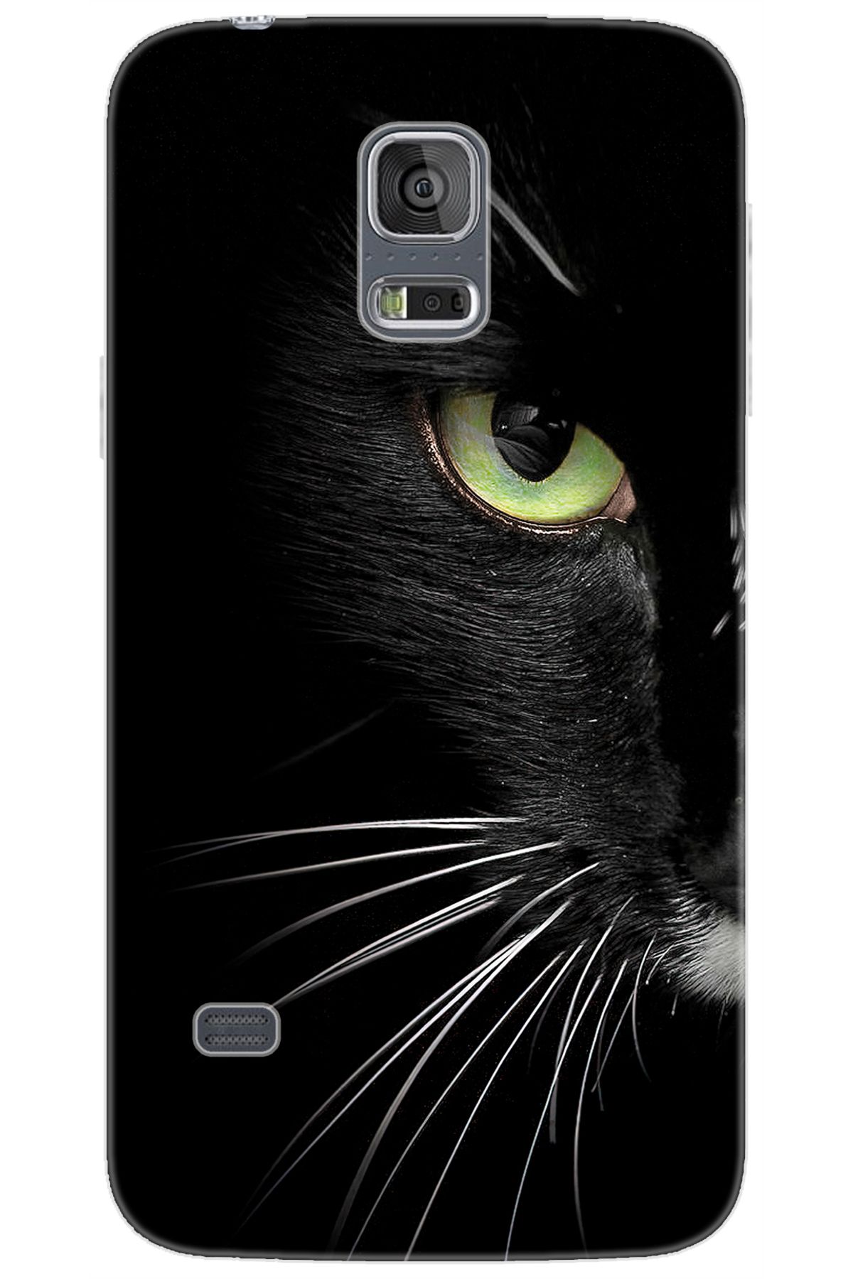 Ceppare Samsung Galaxy S5 (SM-G900F) Uyumlu Kılıf Desen Baskılı Silikon Siyah Kedi STK:482 CP-UEuEI9S
