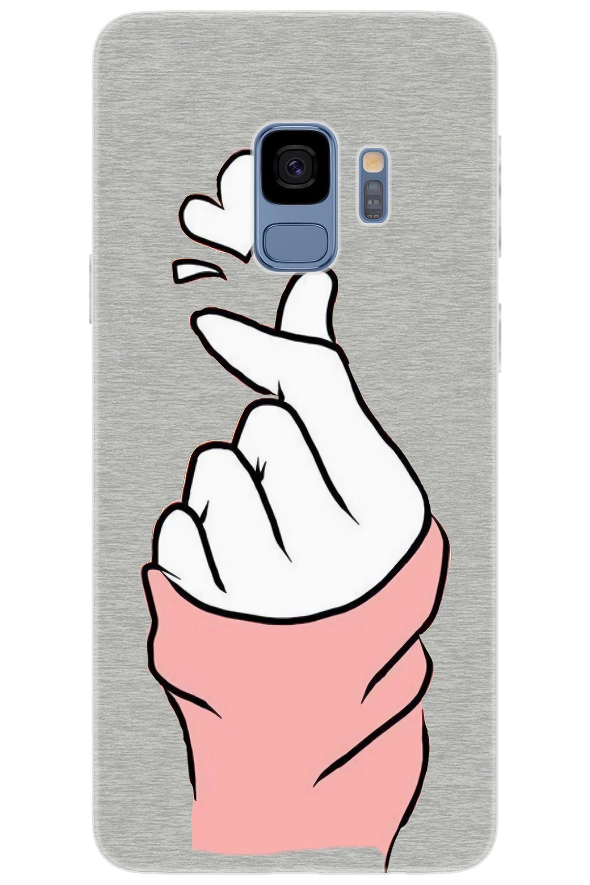 Ceppare Samsung Galaxy S9 (SM-G960F) Uyumlu Kılıf Desenli Silikon Parmak Şıklatma Kalp STK:750 CP-vvqn2Ta