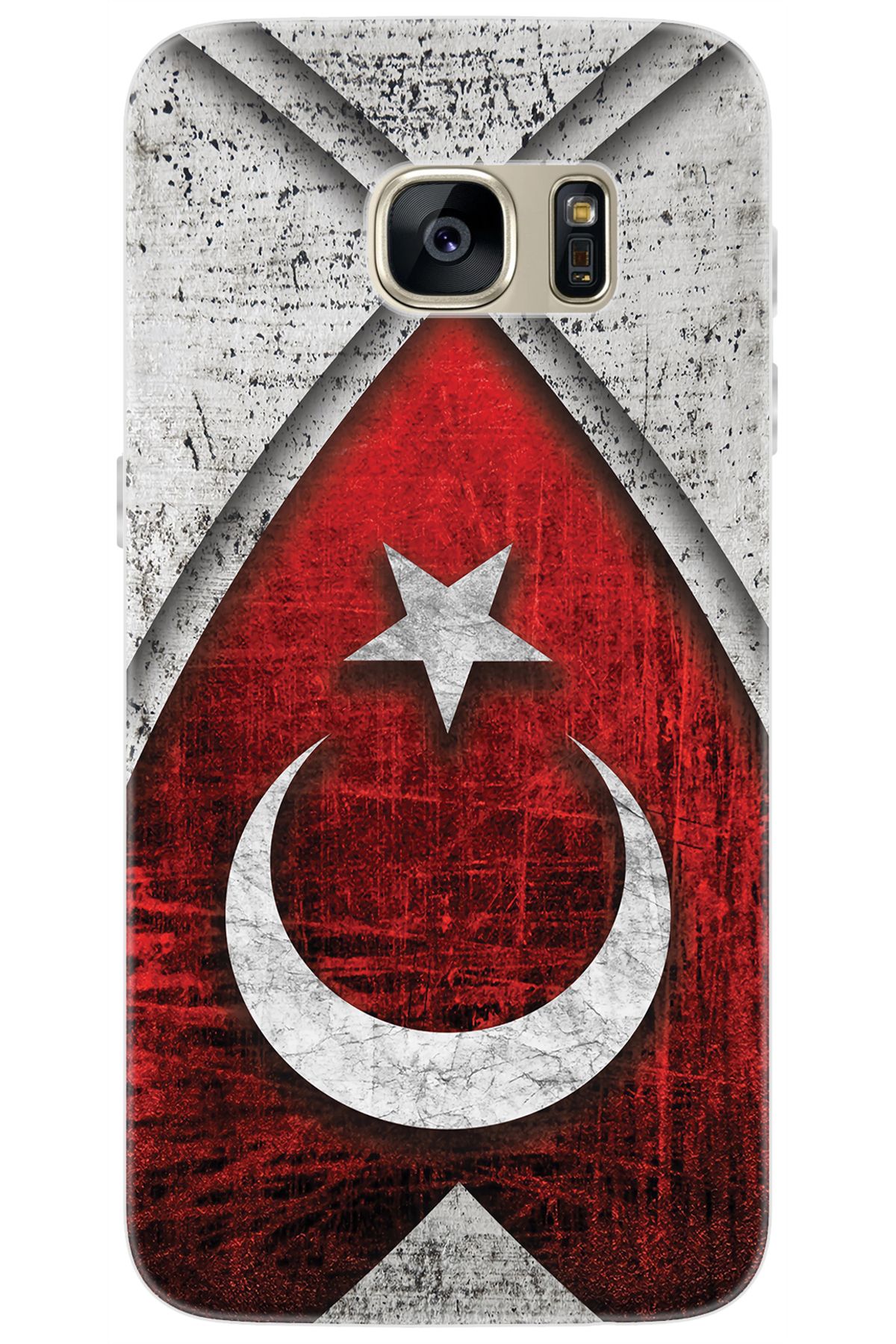 Ceppare Samsung Galaxy S7 (SM-G930F) Uyumlu Kılıf Desenli Silikon Türk Bayrağı Tasarım STK:380 CP-qwioX4g