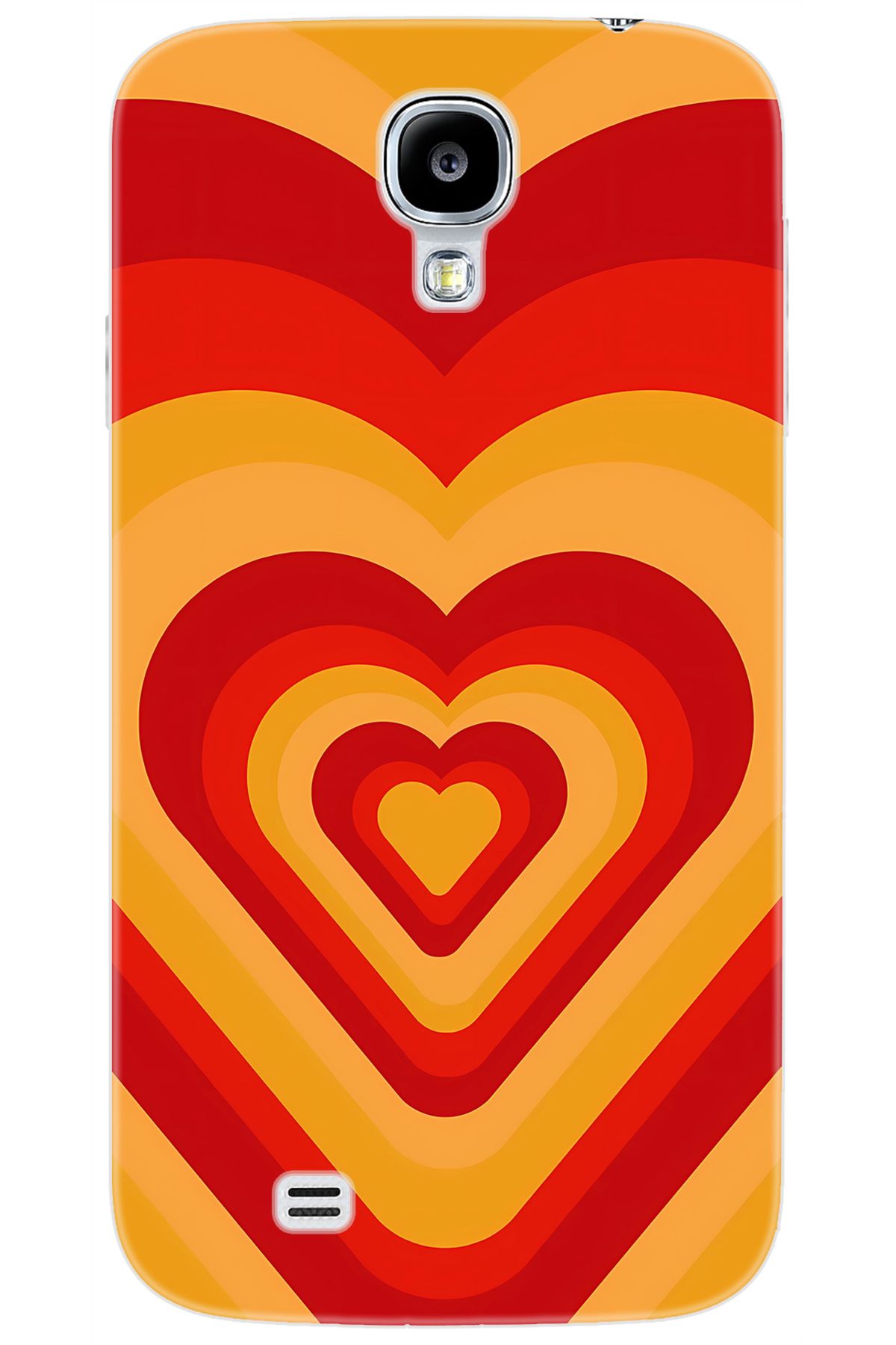 Ceppare Samsung Galaxy S4 (GT-I9500) Uyumlu Kılıf Desenli Silikon Sarı Kırmızı Kalpler STK:1009 CP-YeyrLGu