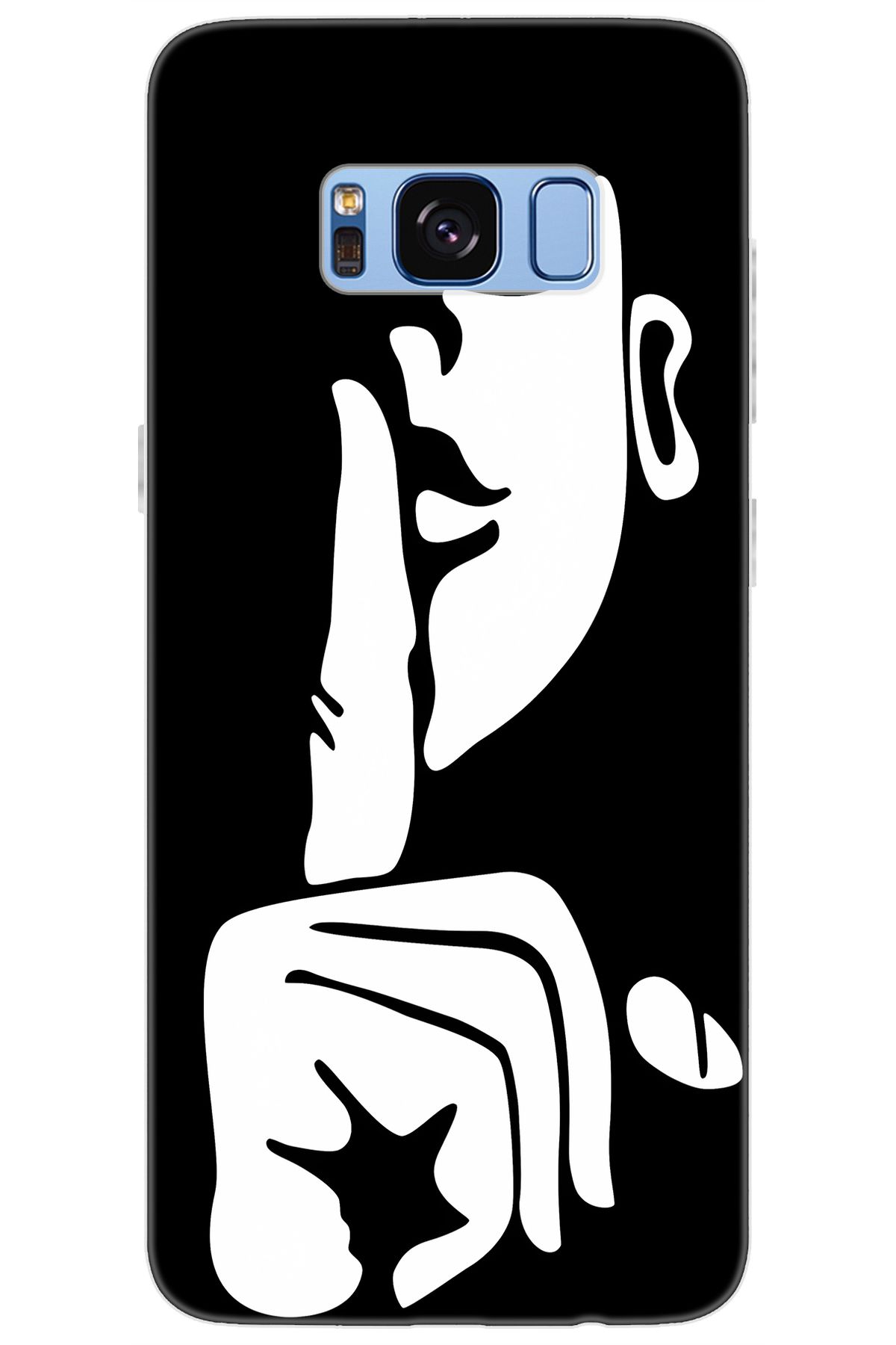 Ceppare Samsung Galaxy S8 (SM-G950F) Uyumlu Kılıf Desenli Silikon Siyah Beyaz Sessizlik STK:653 CP-O9MfBLk