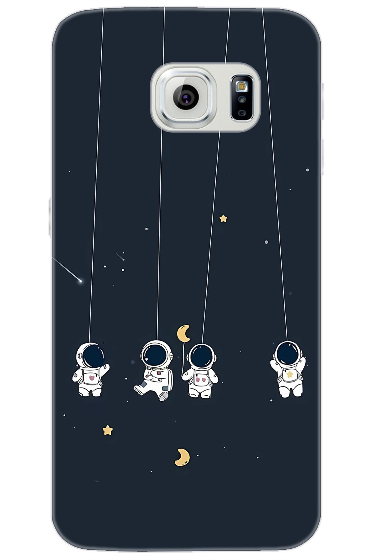 Ceppare Samsung Galaxy S6 (SM-G920F) Uyumlu Kılıf Desen Baskılı Silikon Astronot STK:663 CP-rrnDrlm
