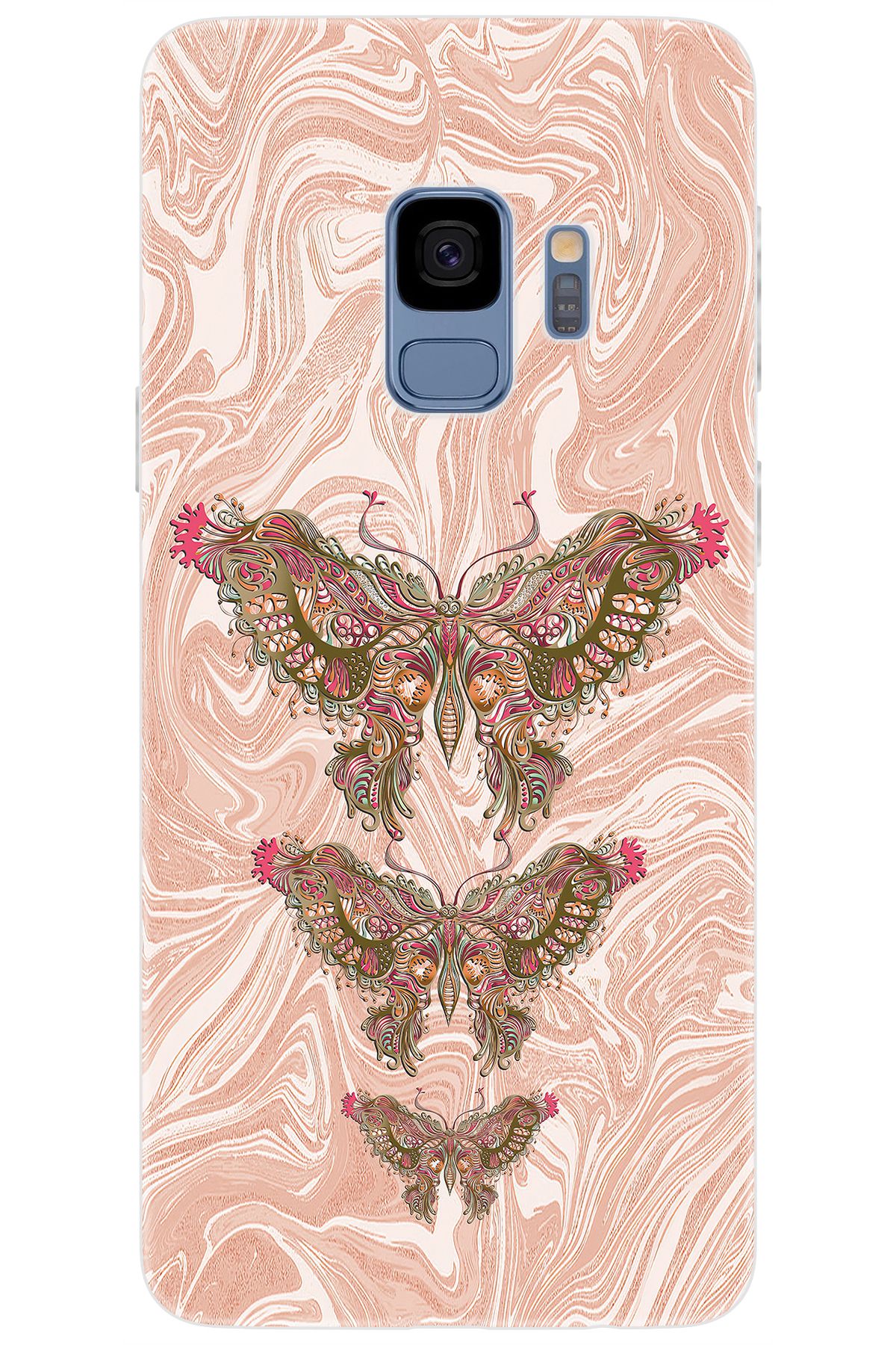 Ceppare Samsung Galaxy S9 (SM-G960F) Uyumlu Kılıf Desen Baskılı Silikon Kelebek Resim STK:552 CP-BNaRcMz
