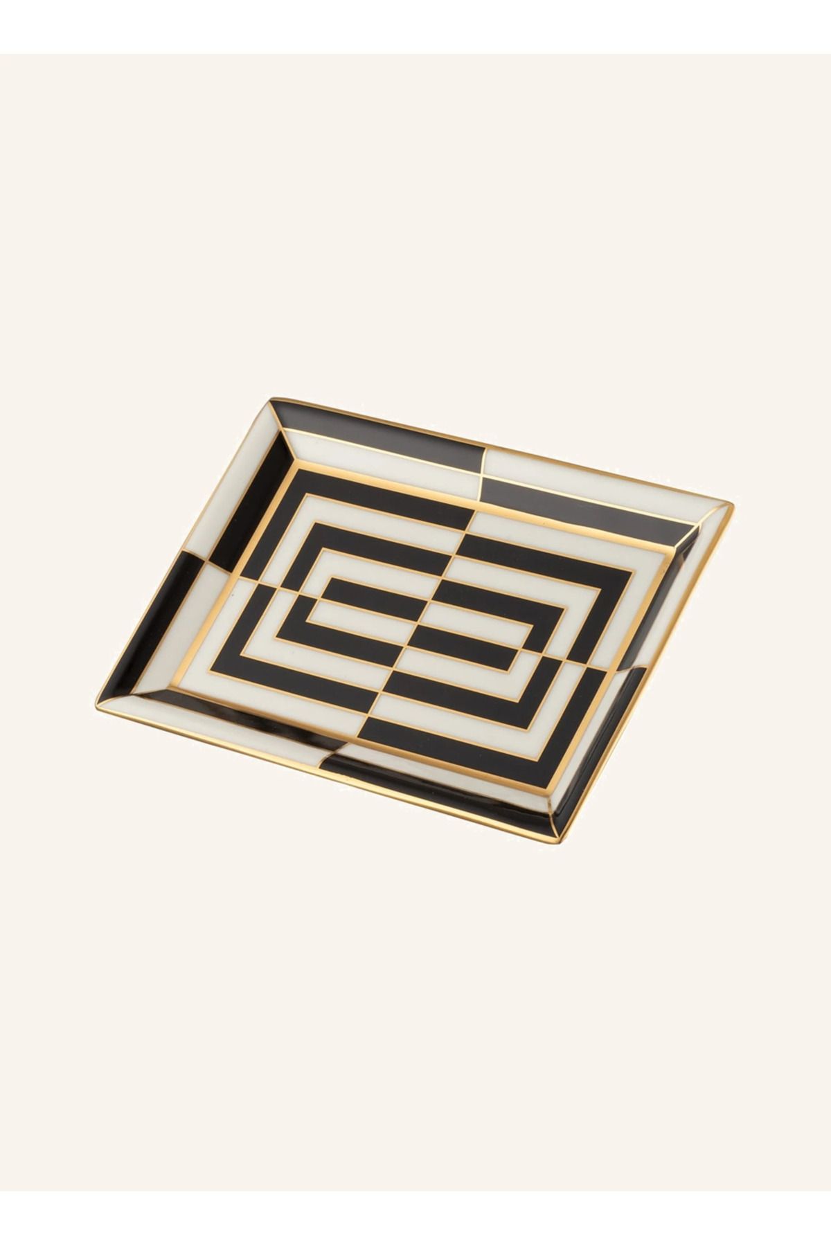 Jonathan Adler Op Art El Boyaması Porselen Kase Altın Detaylı, Şık Hediye Kutulu