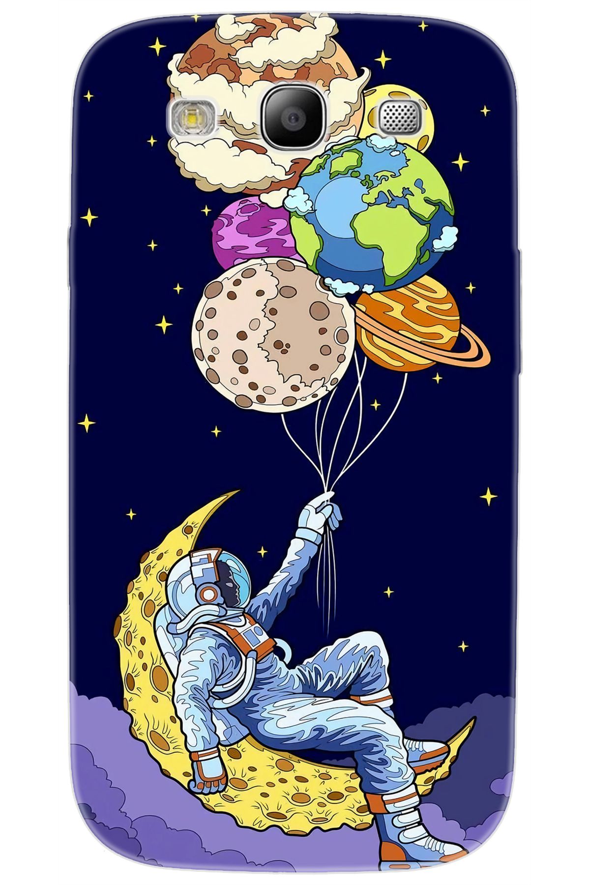 Ceppare Samsung Galaxy S3 (GT-I9300) Uyumlu Kılıf Desen Baskılı Silikon Astronot STK:729 CP-V6aji5t