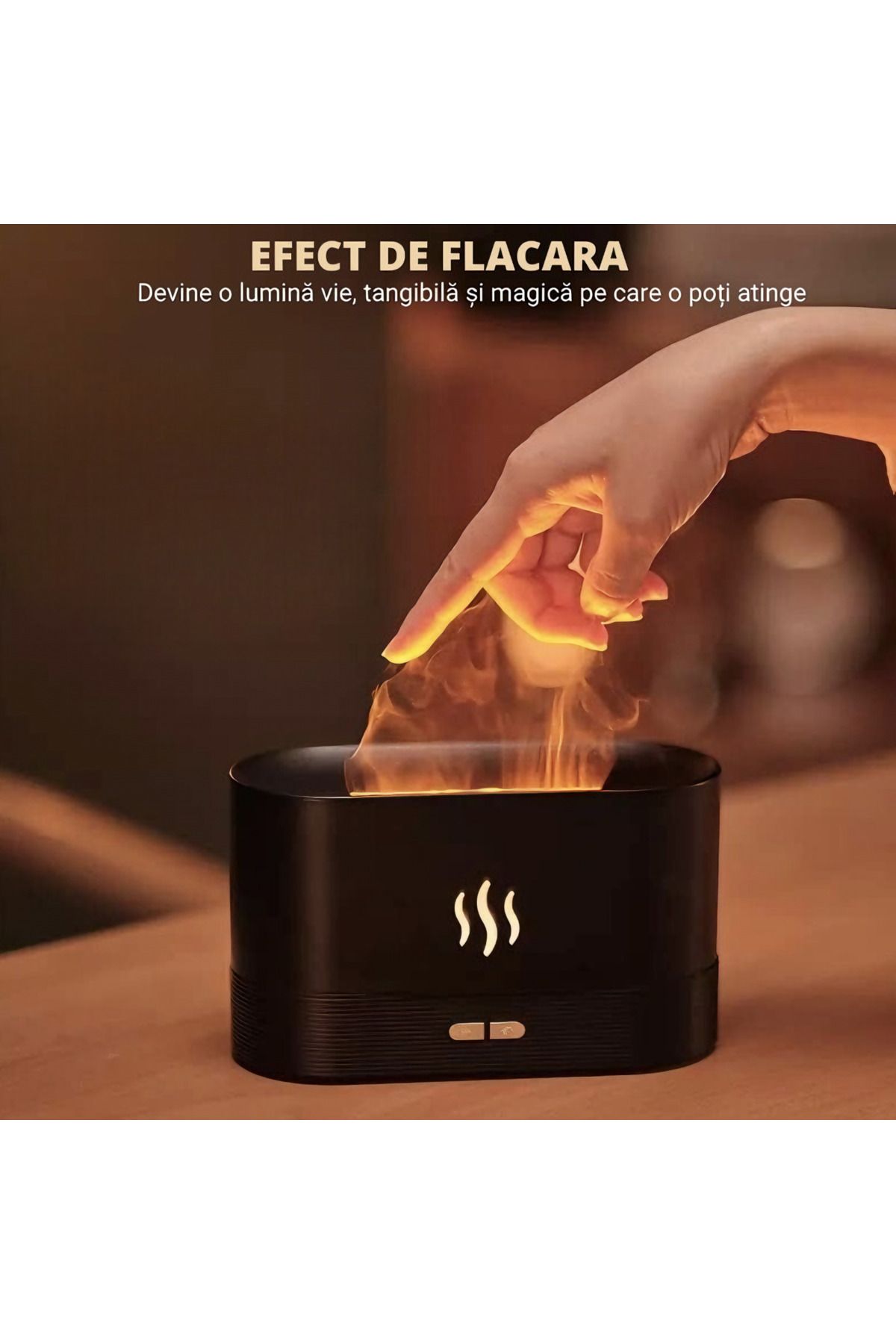 varioshop-Umidificator de camera VarioShop®, efect de flacara, 7 Lumini + 3 Uleiuri esentiale pure, hidratare 8