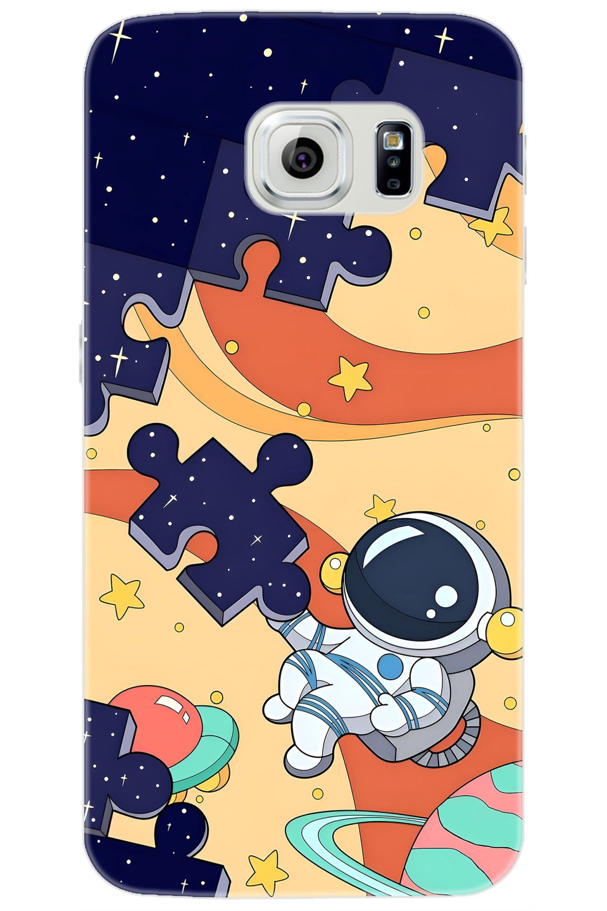 Ceppare Samsung Galaxy S6 (SM-G920F) Uyumlu Kılıf Desen Baskılı Silikon Astronot STK:646 CP-1ATsUz1