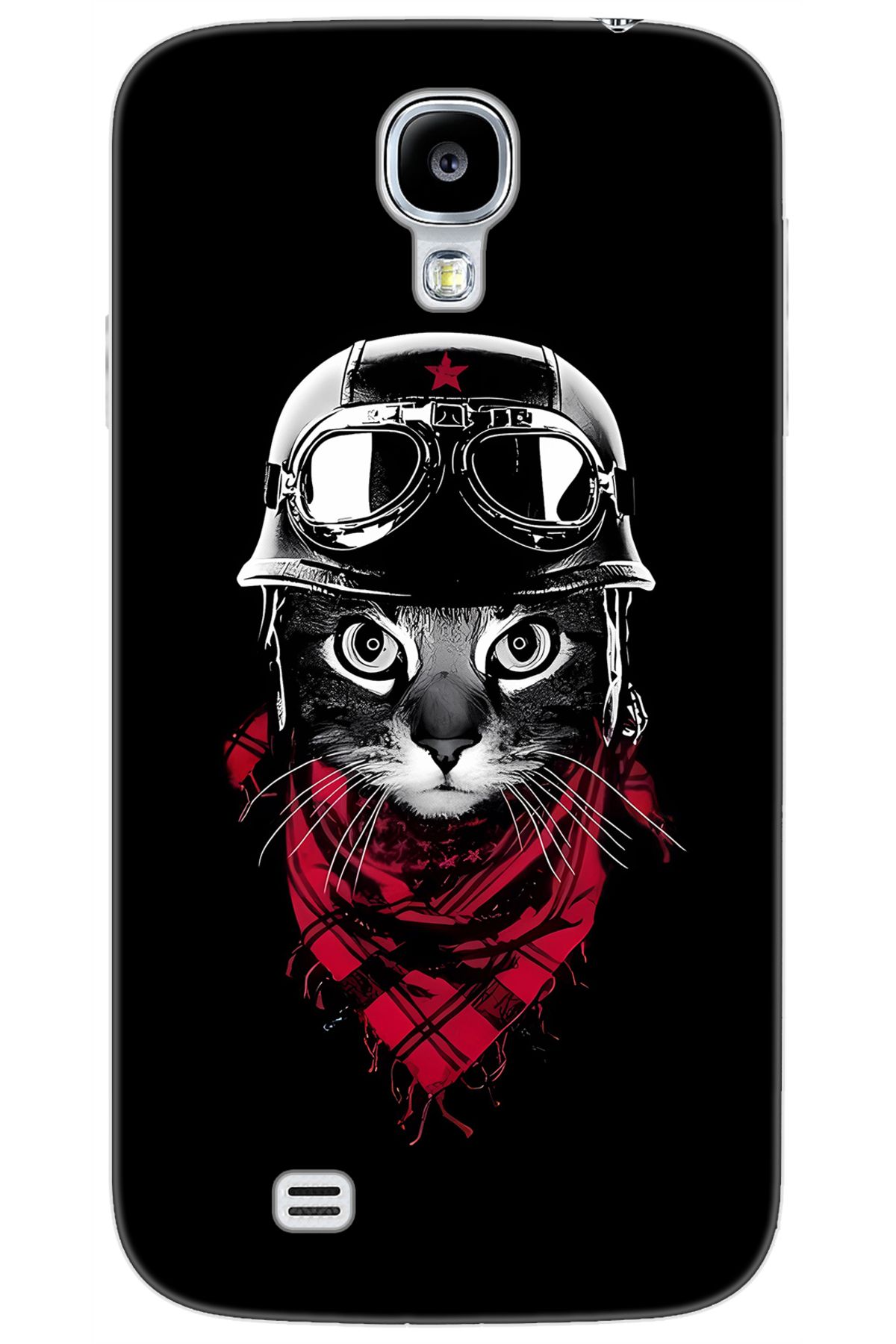 Ceppare Samsung Galaxy S4 (GT-I9500) Uyumlu Kılıf Desen Baskılı Silikon Pilot Kedi STK:656 CP-NFqSyTM