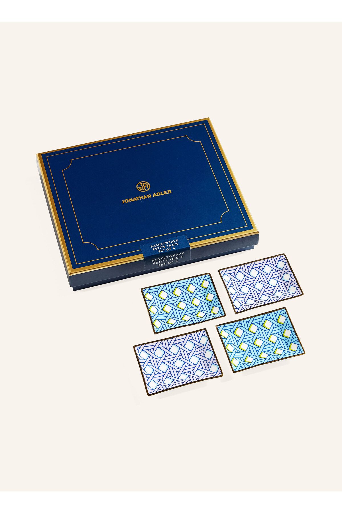 Jonathan Adler Sepet Örgü Kase 12x18,5 cm, Sırlı Porselen, Altın Vurgulu ve Hediye Kutulu