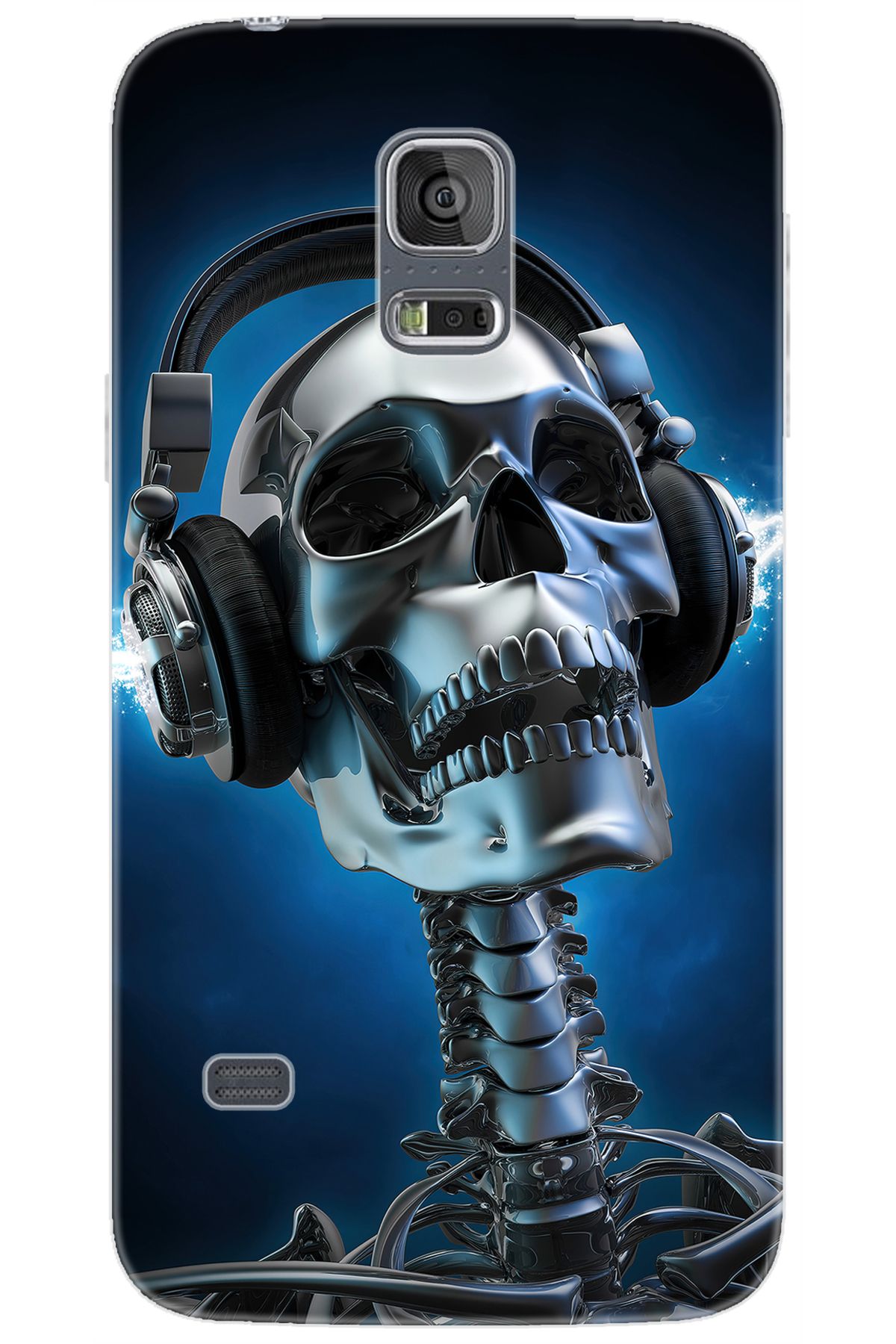 Ceppare Samsung Galaxy S5 (SM-G900F) Uyumlu Kılıf Desen Baskılı Silikon Metal İskelet STK:141 CP-76NHlQp