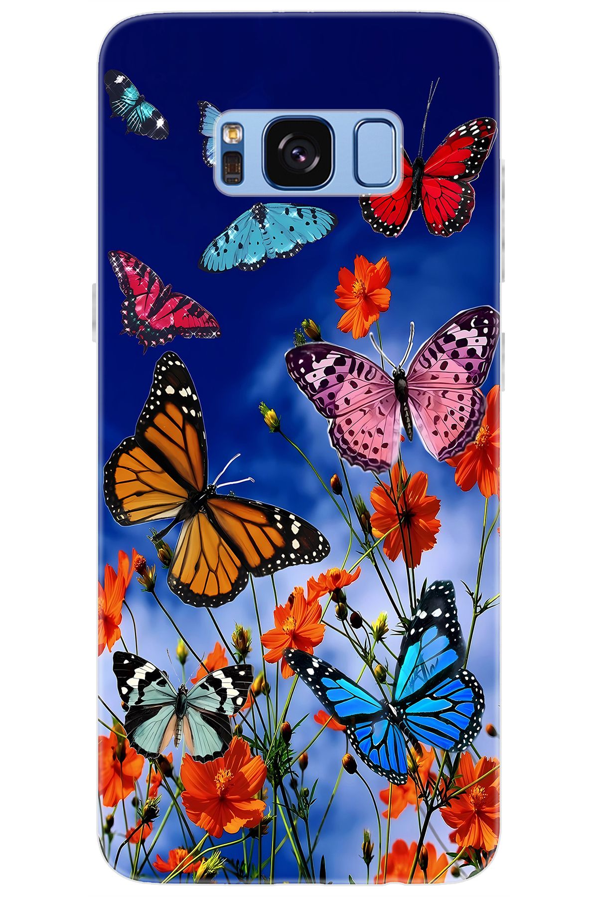 Ceppare Samsung Galaxy S8 (SM-G950F) Uyumlu Kılıf Desen Baskı Silikon Renkli Kelebekler STK:741 CP-hB5ASlF