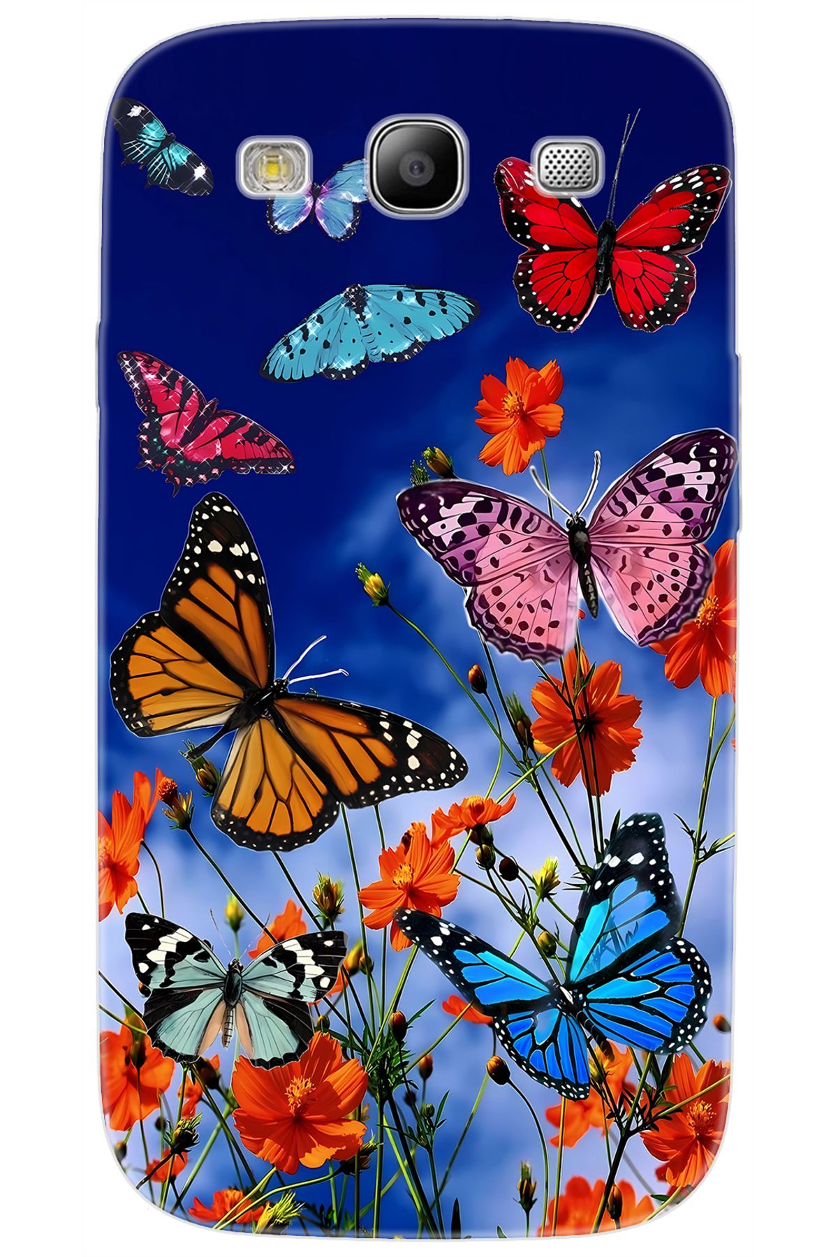 Ceppare Samsung Galaxy S3 (GT-I9300) Uyumlu Kılıf Desen Baskı Silikon Renkli Kelebekler STK:741 CP-eqsxFEg