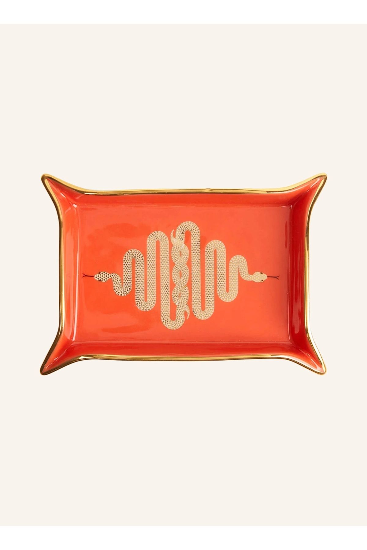Jonathan Adler Yılan Motifli Porselen Tabak – Altın Detaylı, Hediye Kutulu