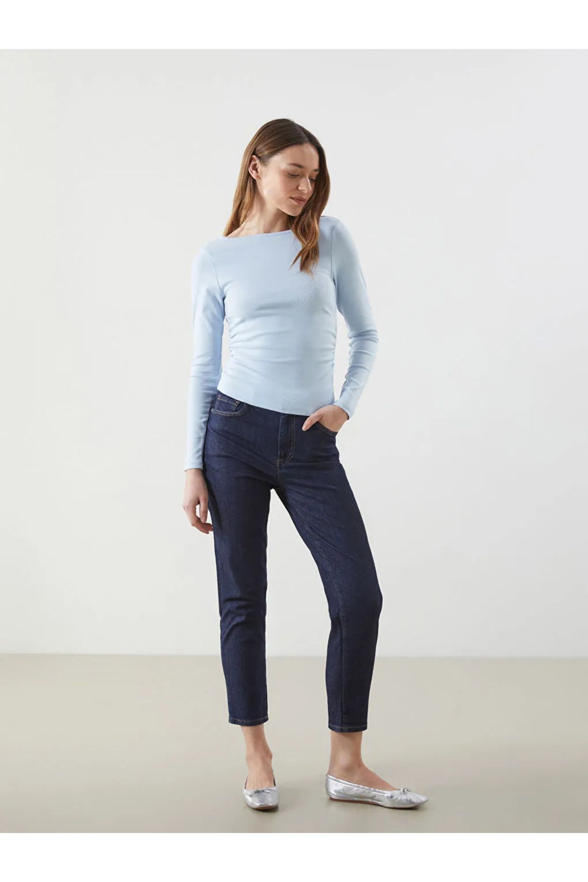 LC Waikiki LCW ECO Indigo Slim Mom Kadın Jean Pantolon