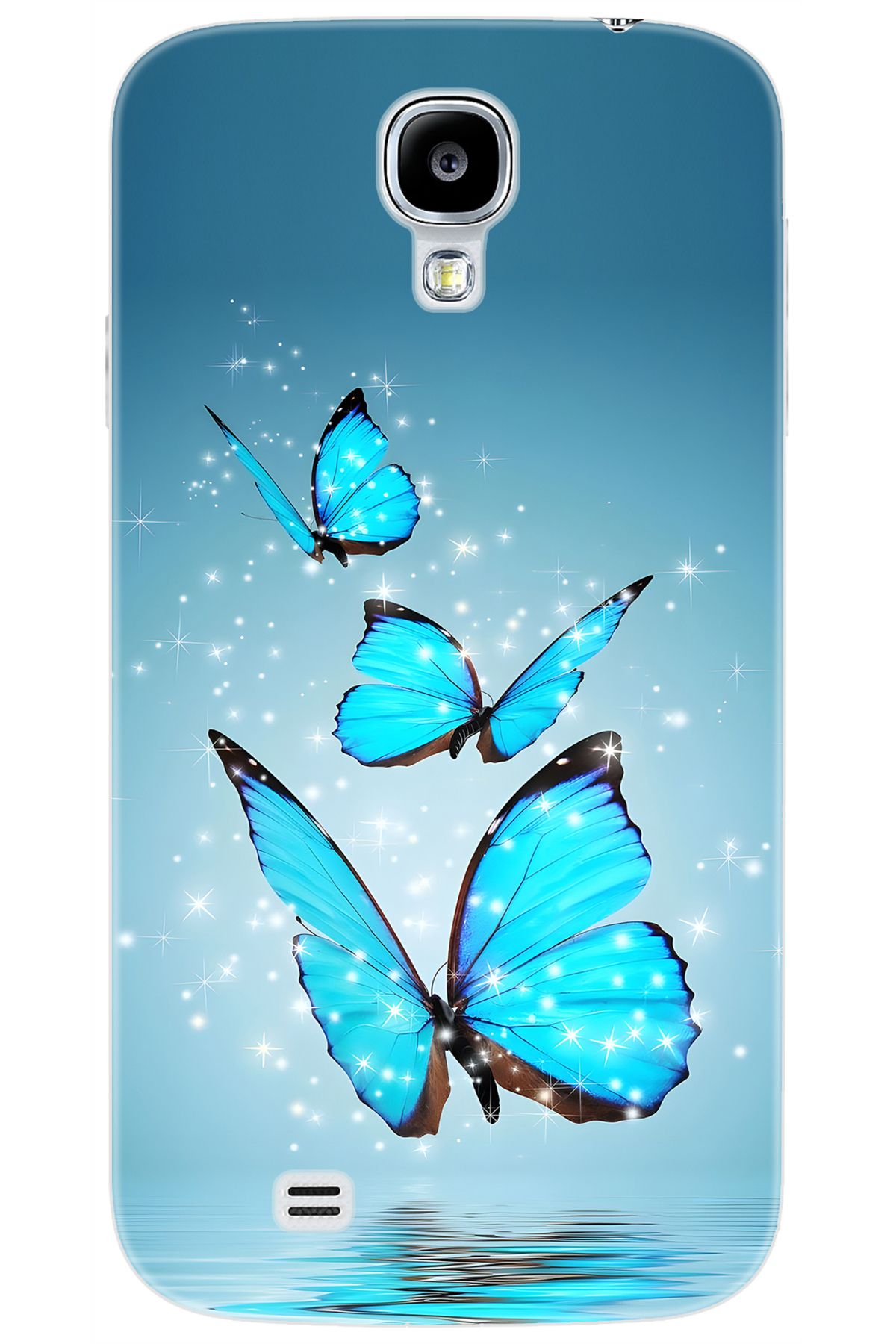Ceppare Samsung Galaxy S4 (GT-I9500) Uyumlu Kılıf Desen Baskılı Silikon Mavi Kelebek STK:710 CP-W3iOtQh