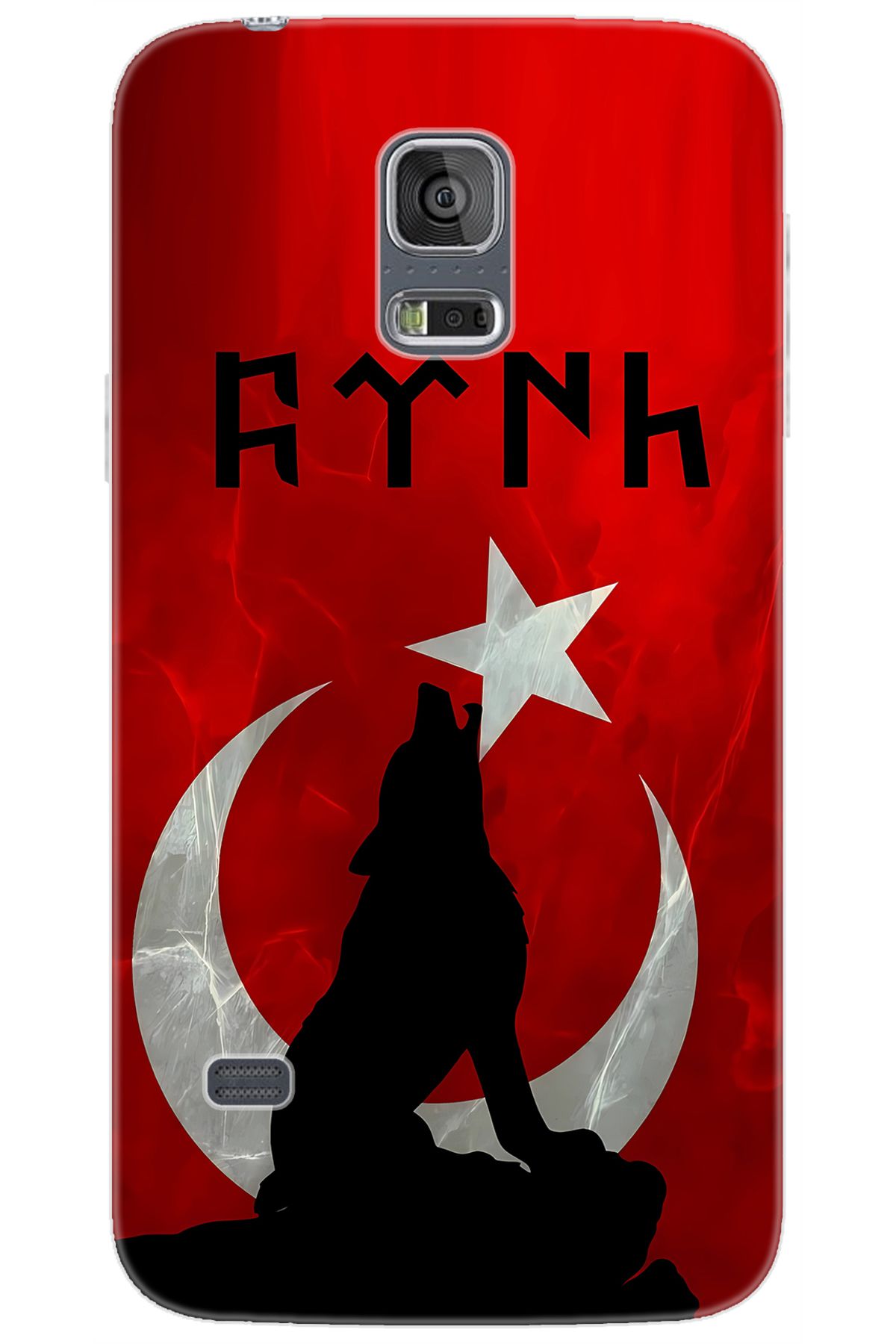 Ceppare Samsung Galaxy S5 (SM-G900F) Uyumlu Kılıf Desen Baskı Silikon Kurt ve Göktürkçe STK:637 CP-zueyCeq