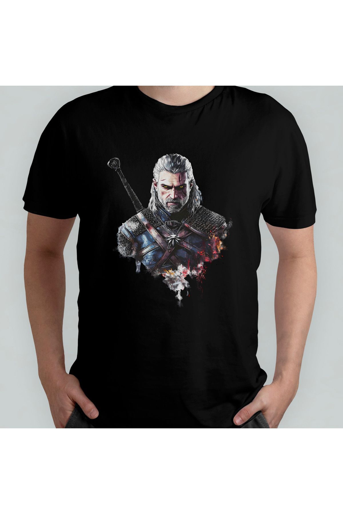 Pixxa The Witcher Geralt Unisex %100 Pamuklu Bisiklet Yaka T-Shirt Model 5