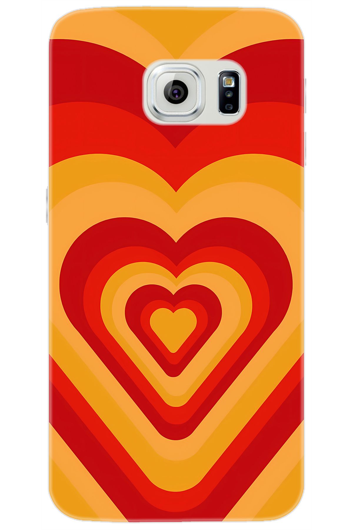 Ceppare Samsung Galaxy S6 (SM-G920F) Uyumlu Kılıf Desenli Silikon Sarı Kırmızı Kalpler STK:1009 CP-D8P2BNw