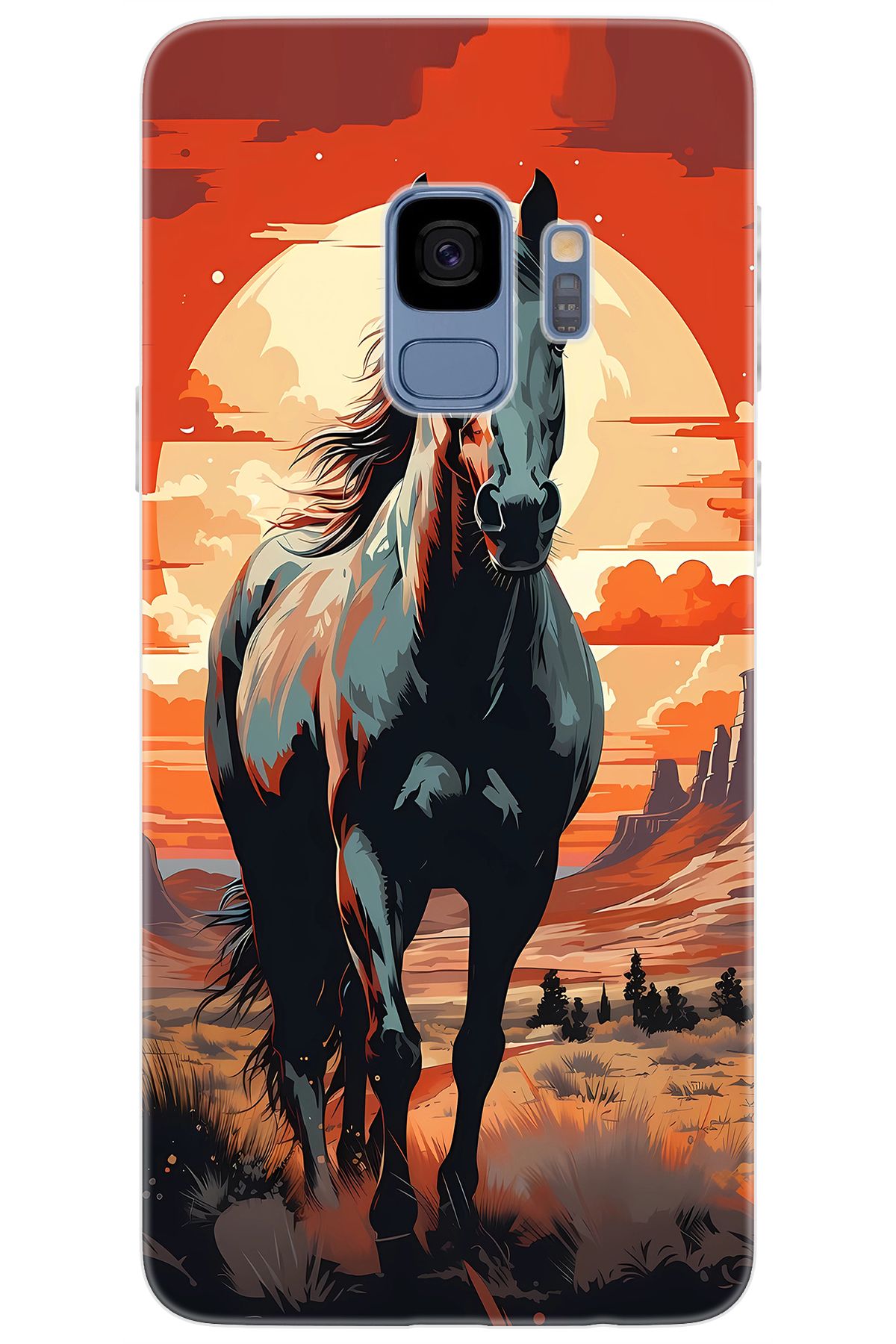 Ceppare Samsung Galaxy S9 (SM-G960F) Uyumlu Kılıf Desen Baskılı Silikon Western Atı STK:655 CP-5ZGwPr9