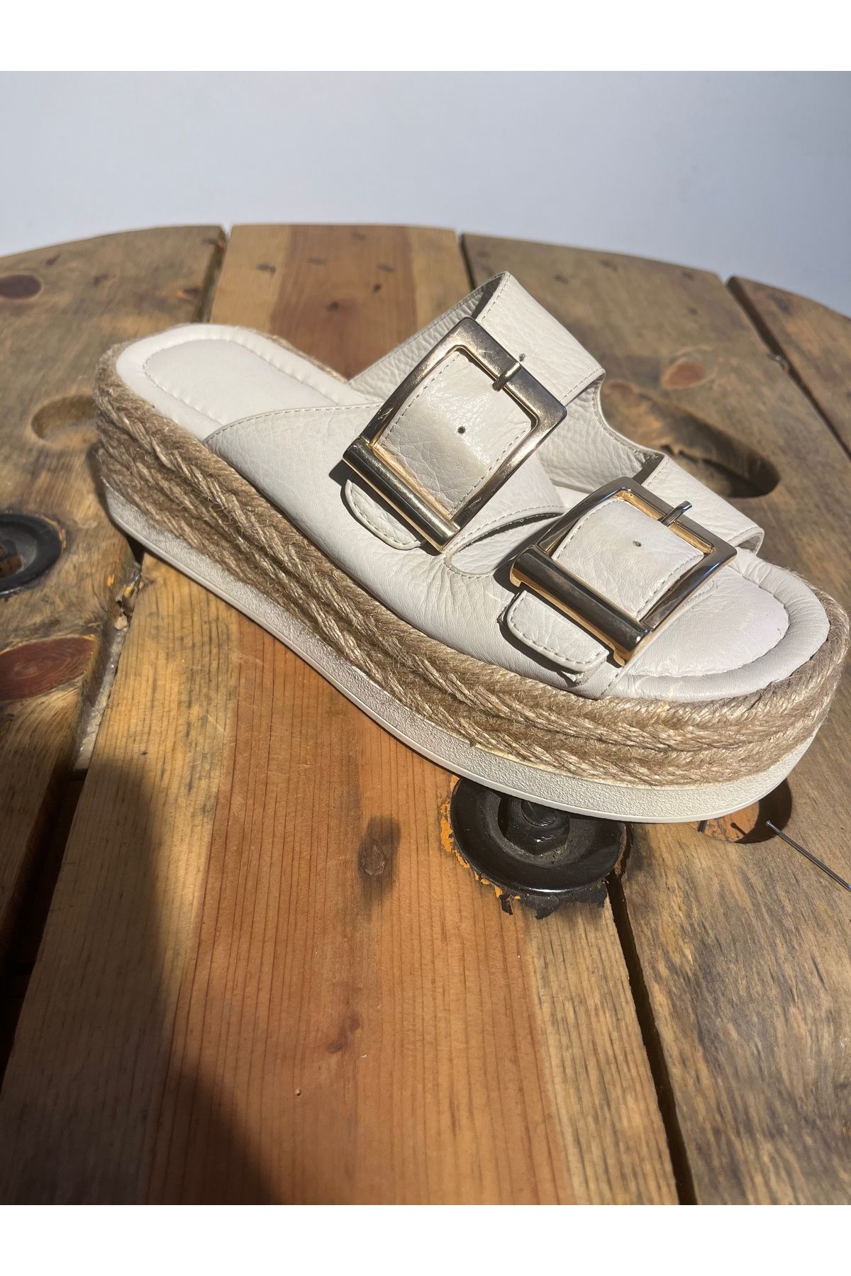 Butik Noble shoes hakiki deri kalın tabanlı kadın terlik
