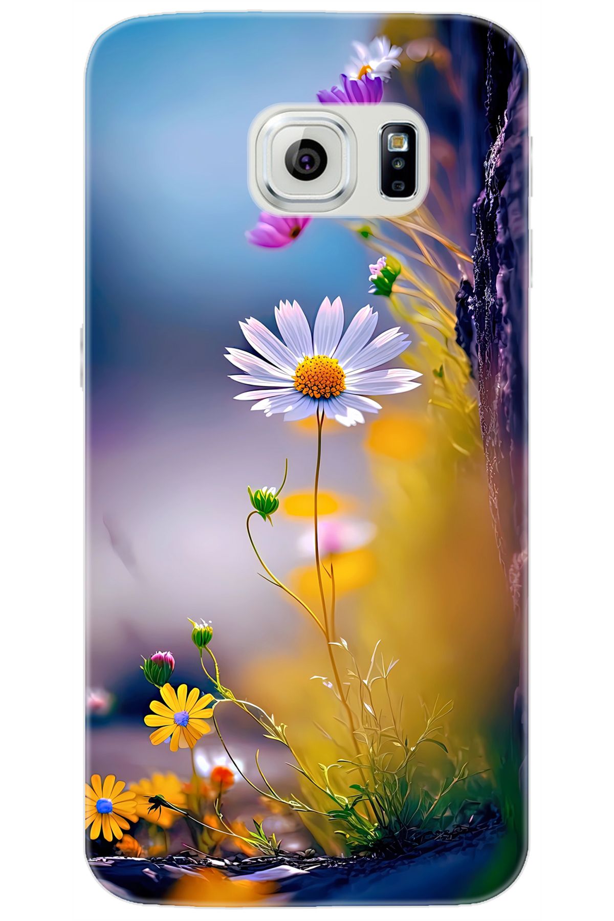 Ceppare Samsung Galaxy S6 (SM-G920F) Uyumlu Kılıf Desen Baskılı Silikon Papatya Seri STK:1000 CP-c7eAA5m