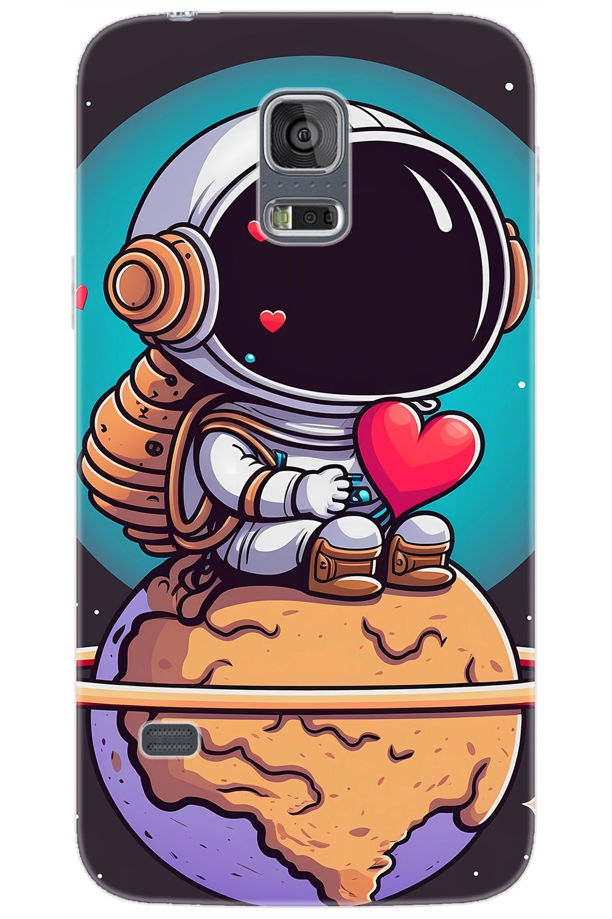 Ceppare Samsung Galaxy S5 (SM-G900F) Uyumlu Kılıf Desen Baskılı Silikon Astronot Serisi STK:1007 CP-na0BjVU