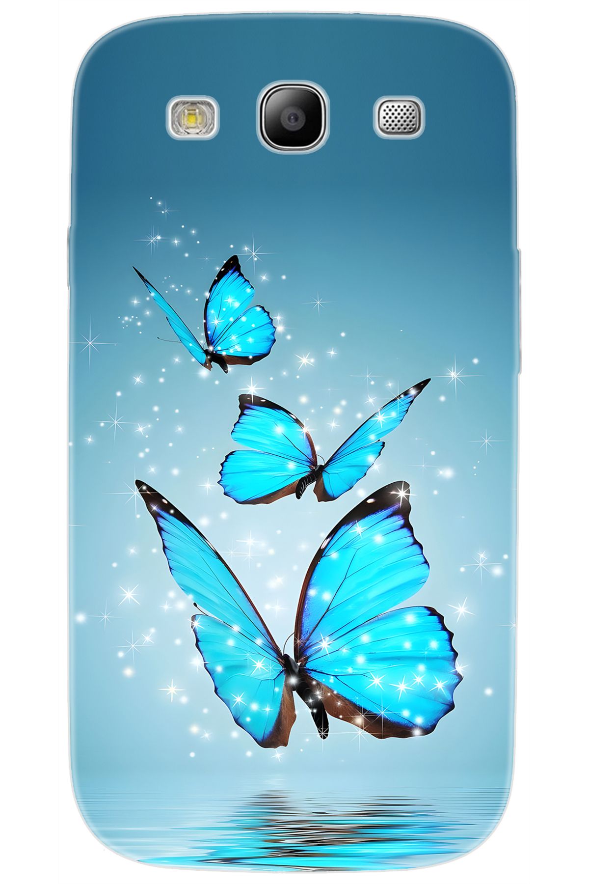 Ceppare Samsung Galaxy S3 (GT-I9300) Uyumlu Kılıf Desen Baskılı Silikon Mavi Kelebek STK:710 CP-S0o4yfF