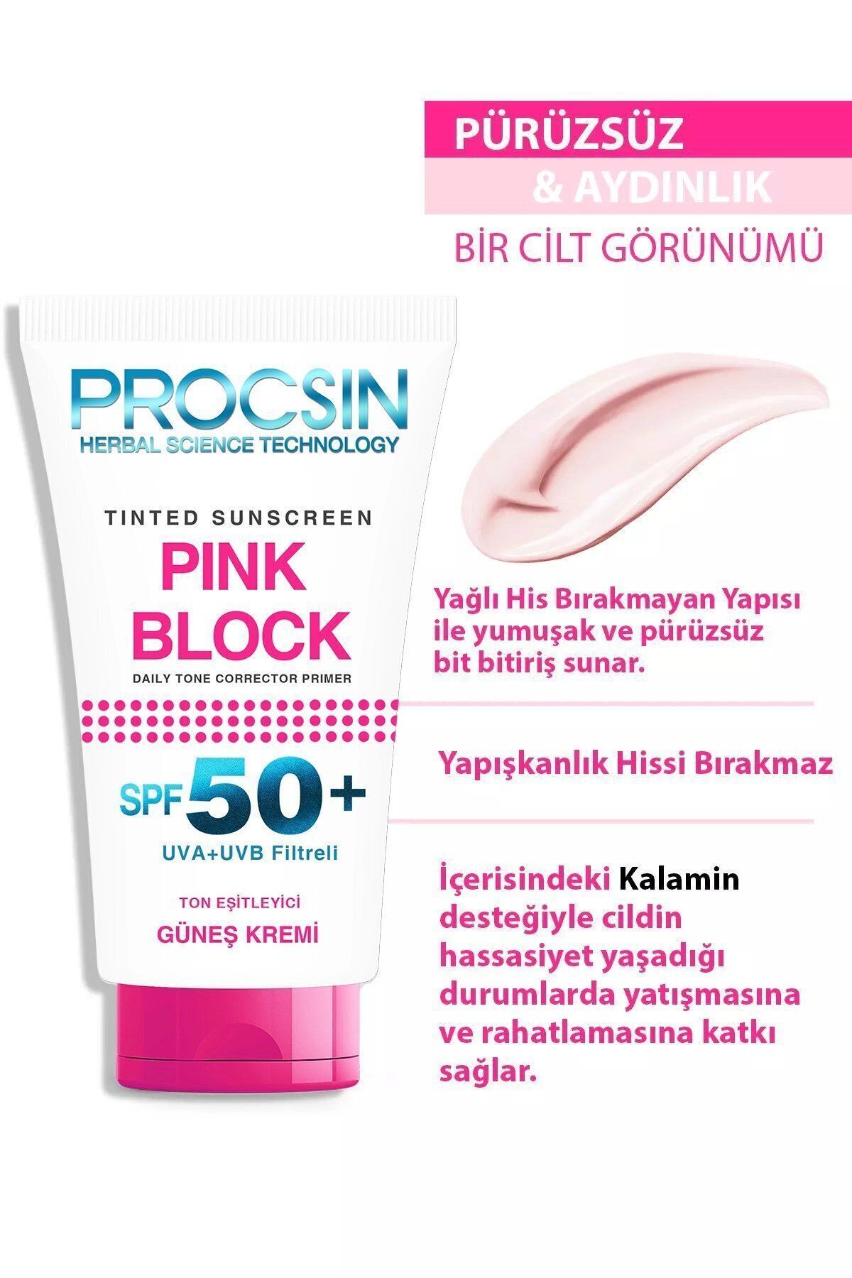 PROCSIN-Pink Block Brightening and Tone Equalizing Spf50 Sunscreen 50 ml 5