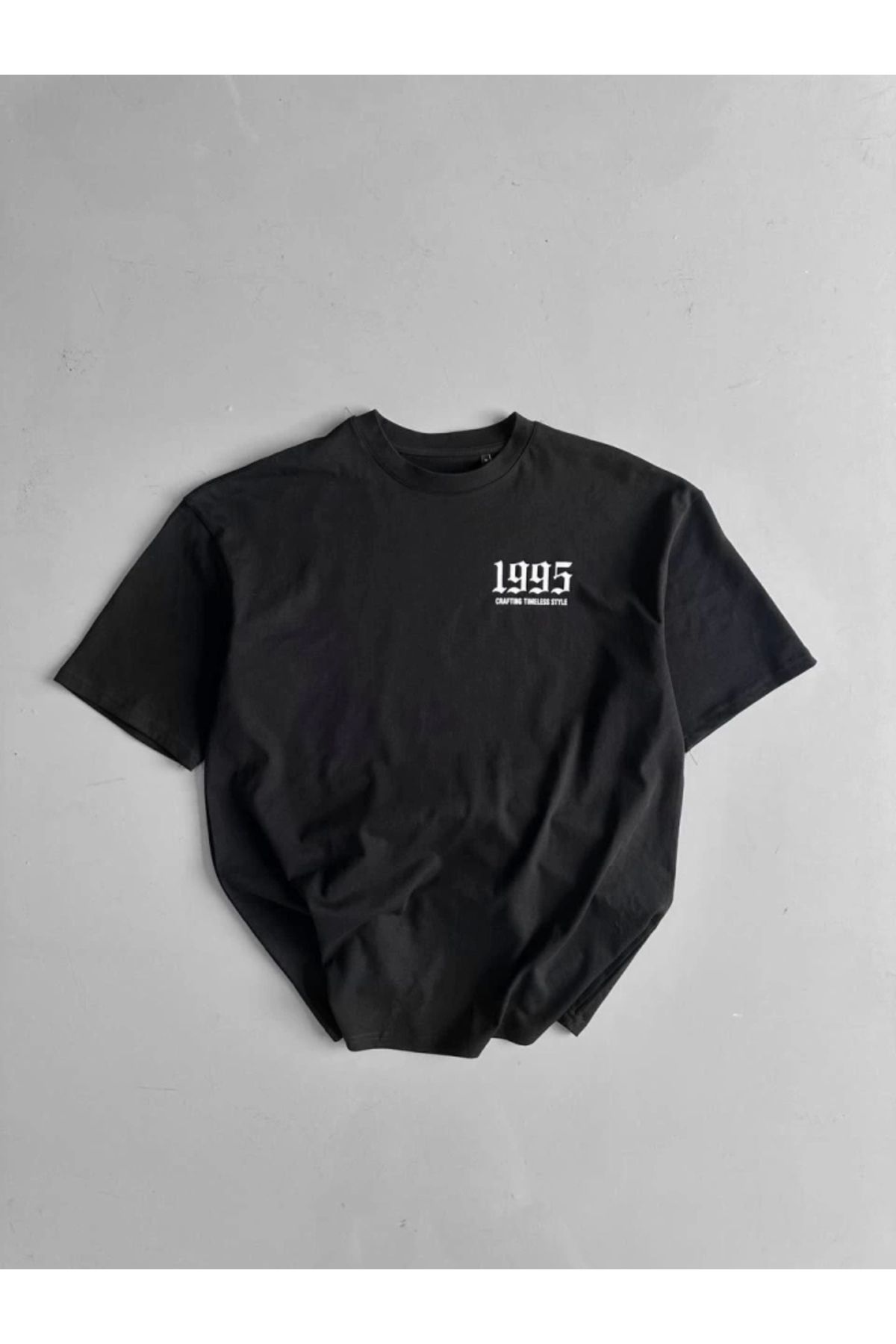 Silerra Baskılı Oversize Bisiklet Yaka T-shirt - Siyah